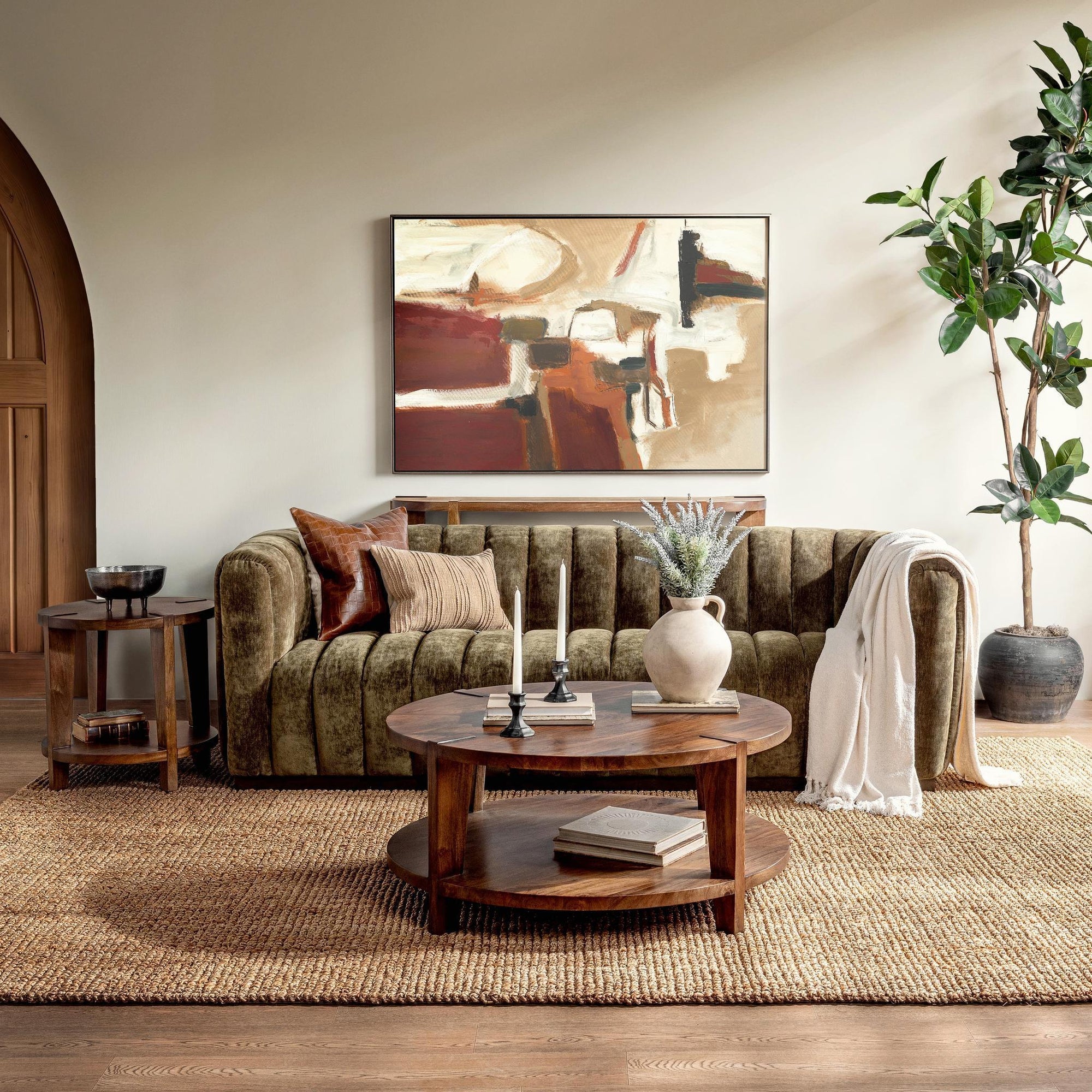 Alenna 43" Round Coffee Table - Tundra Brown