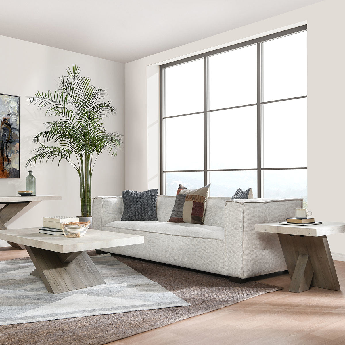 Durant End Table - Antique White with Distressed Gray