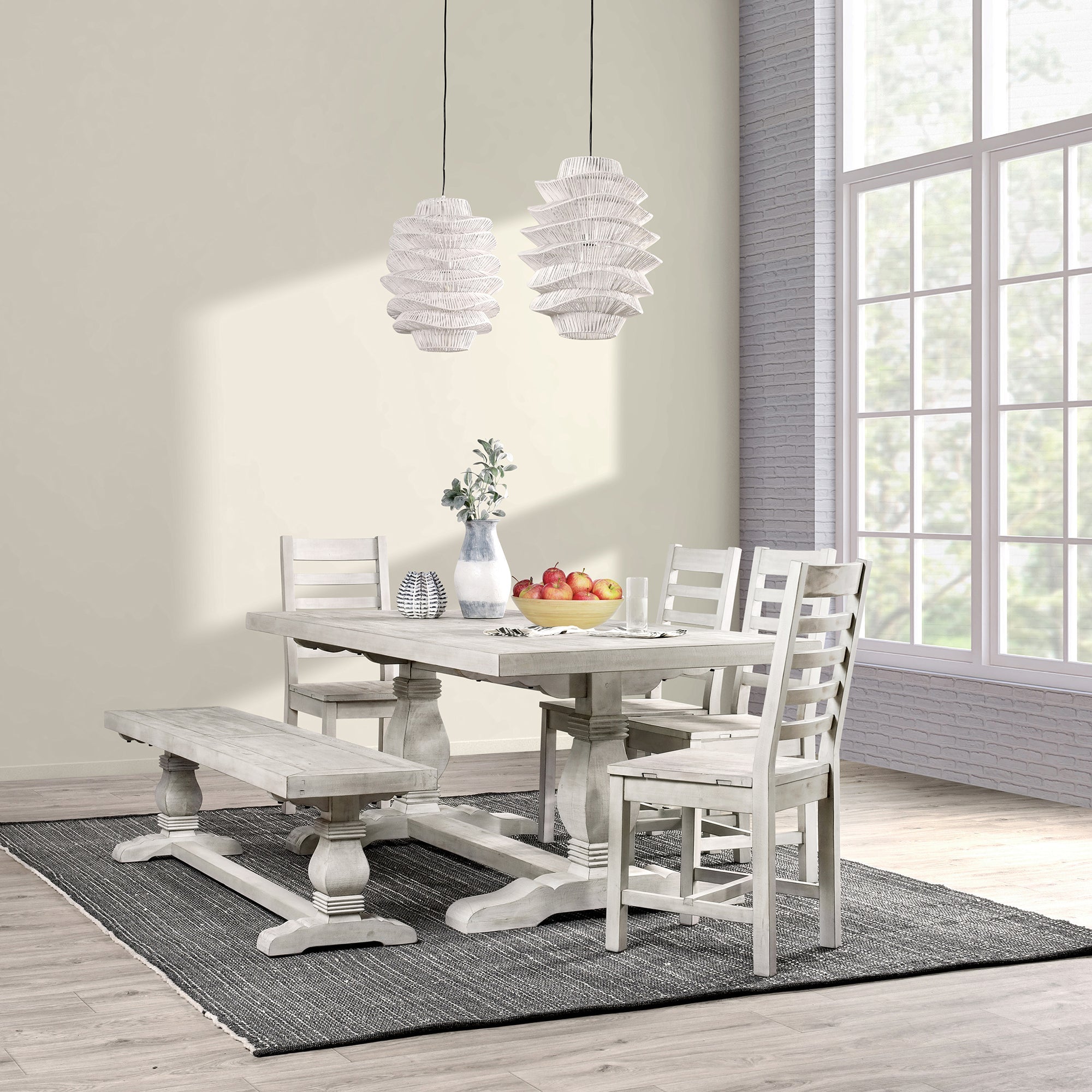 Caleb 78" Dining Table - Distressed Ivory