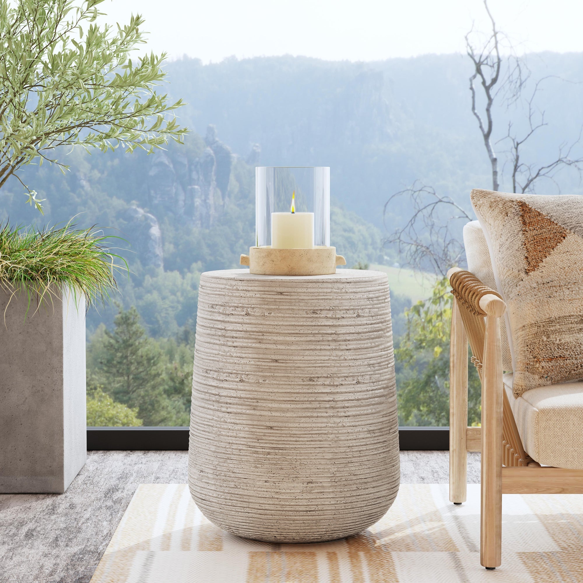 Nellie Outdoor End Table - Light Gray