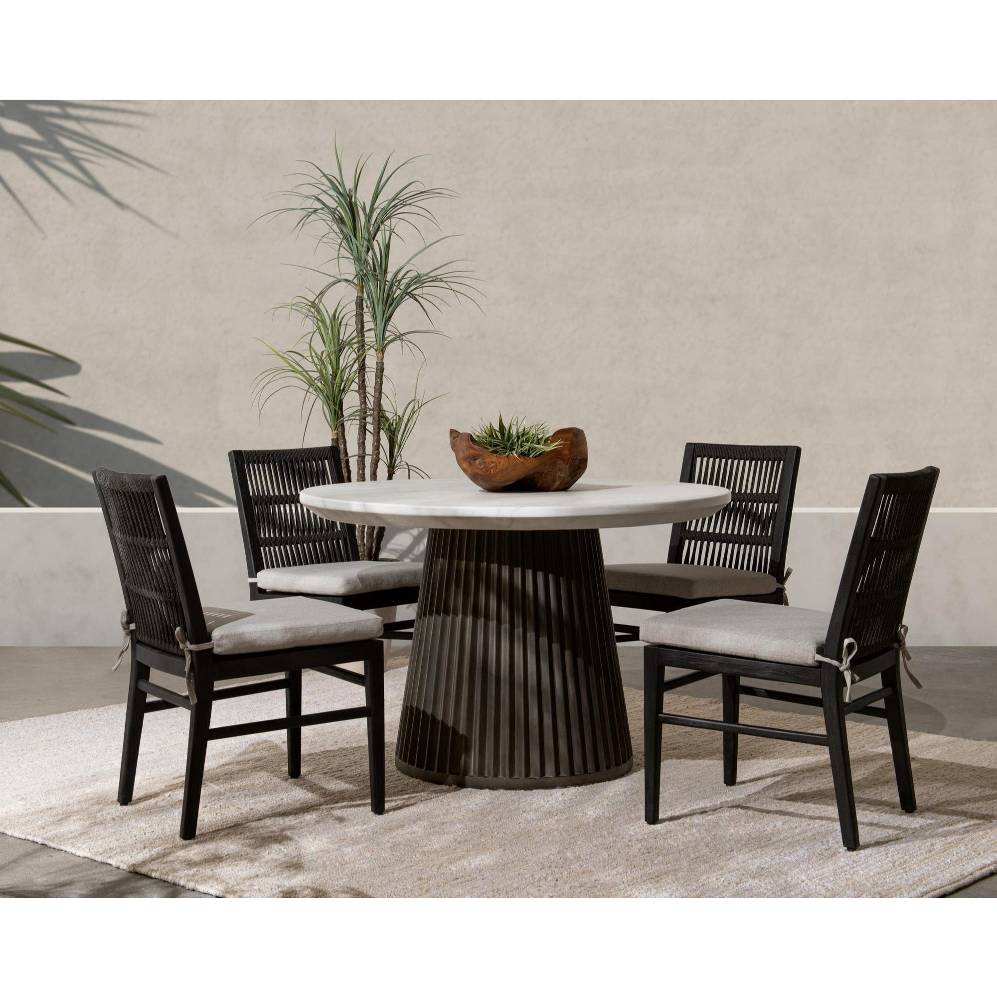 Caspia Outdoor Dining Table - Snowdrift White with Black