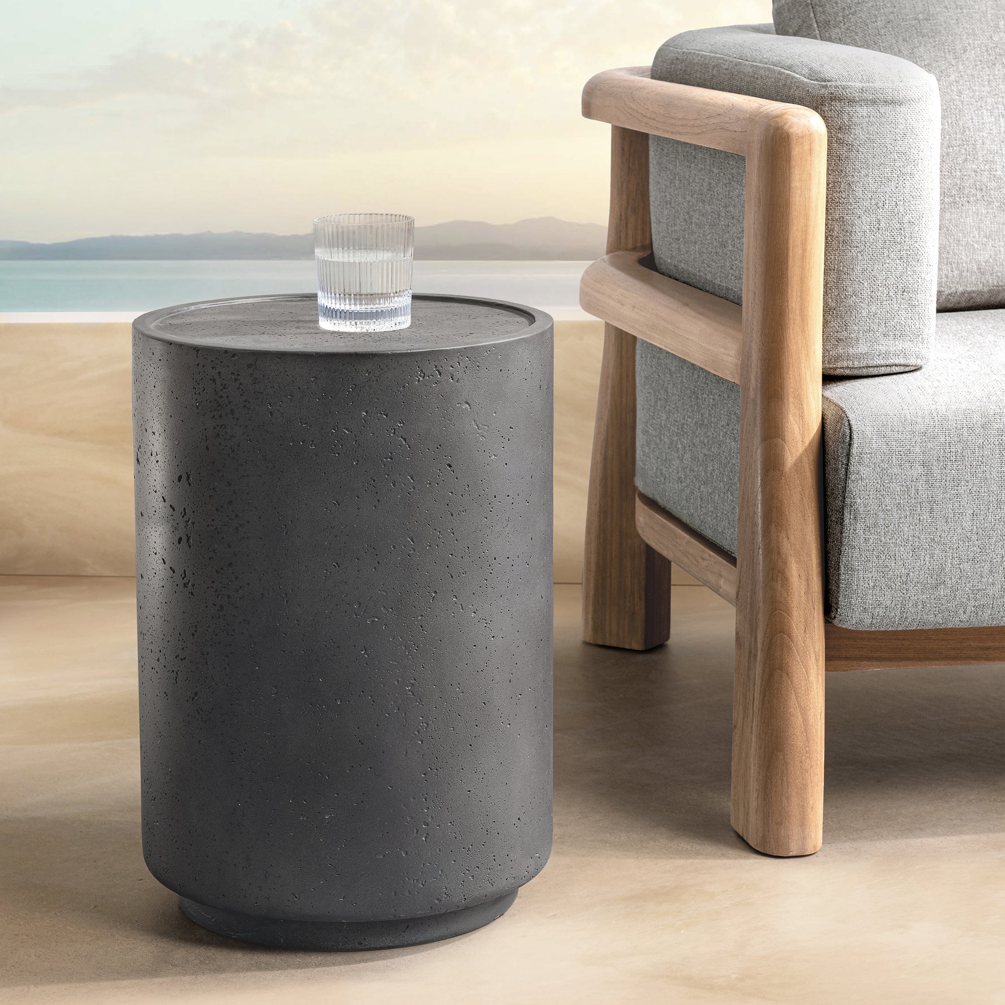 Darsa Outdoor Accent Table - Dark Gray
