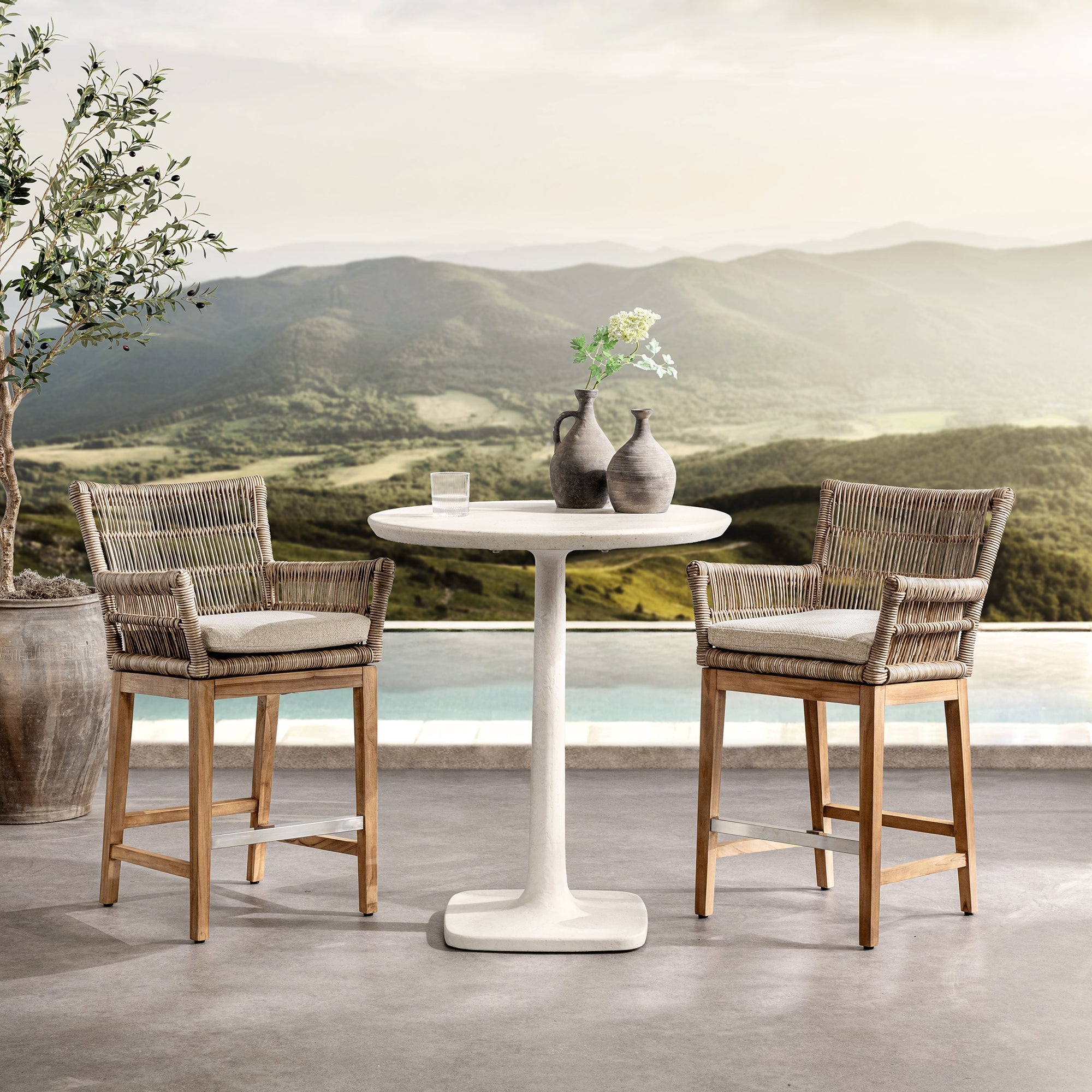 Paulina Outdoor Counter Table - White