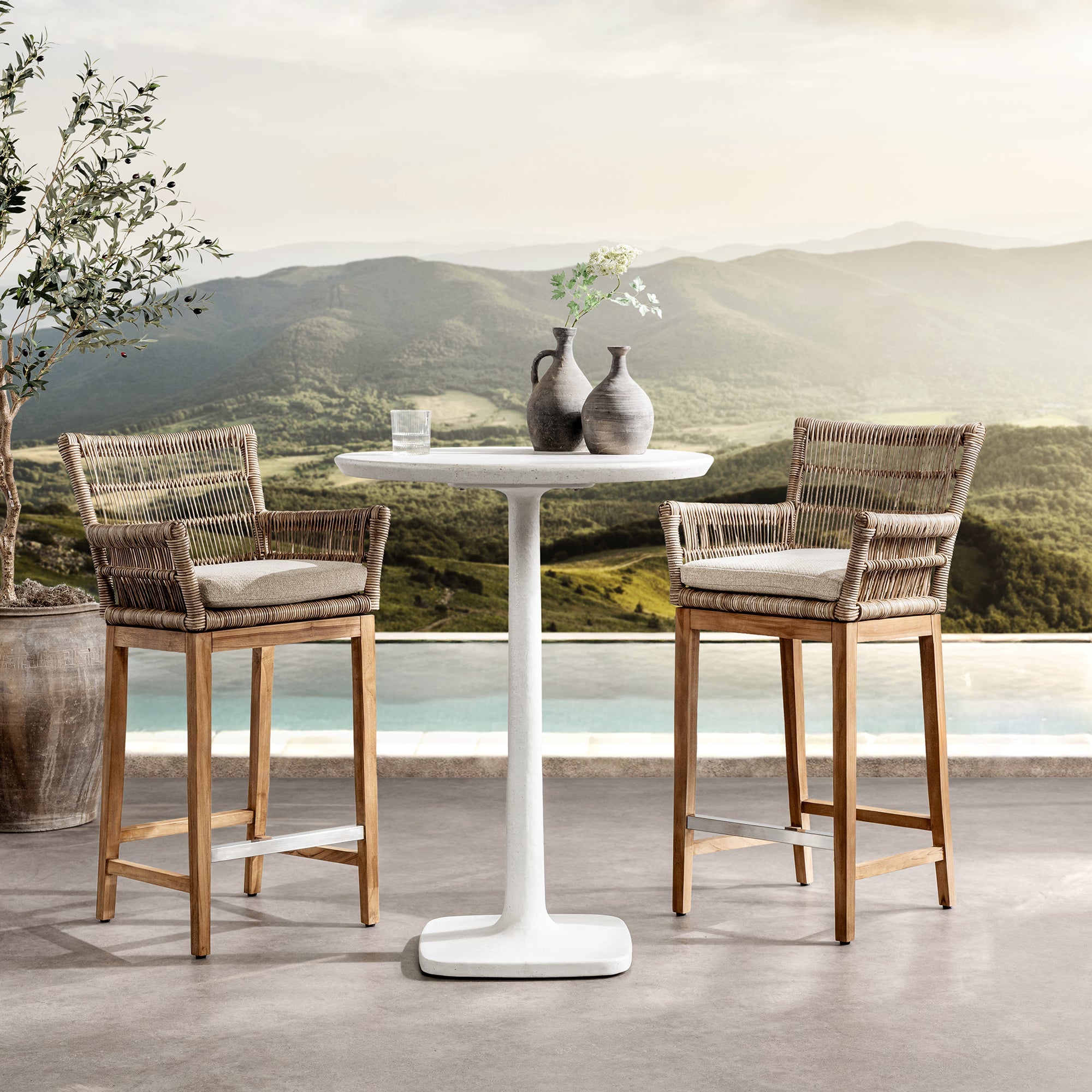 Paulina Outdoor Bar Table - White