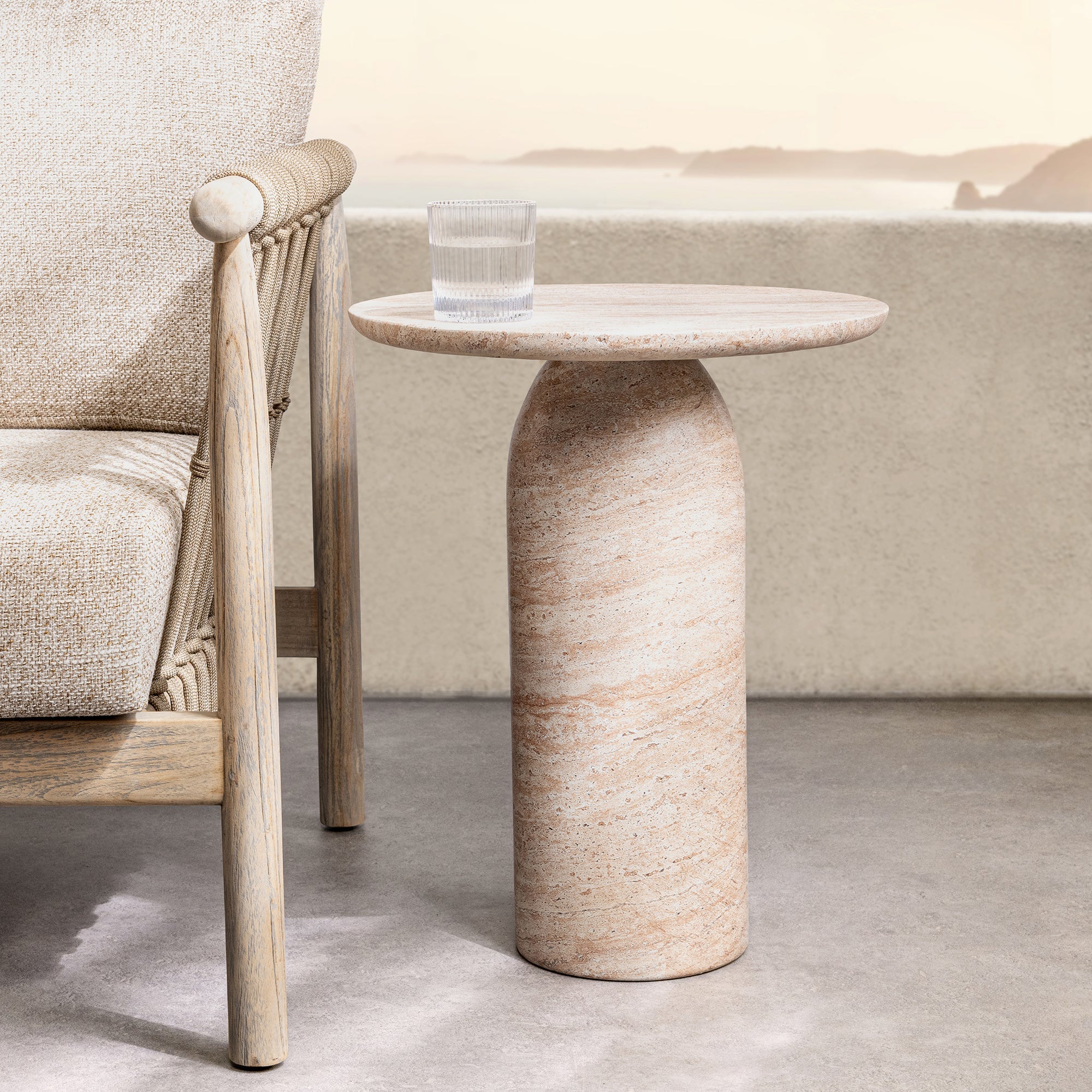 Sana Outdoor End Table - Capri Limestone