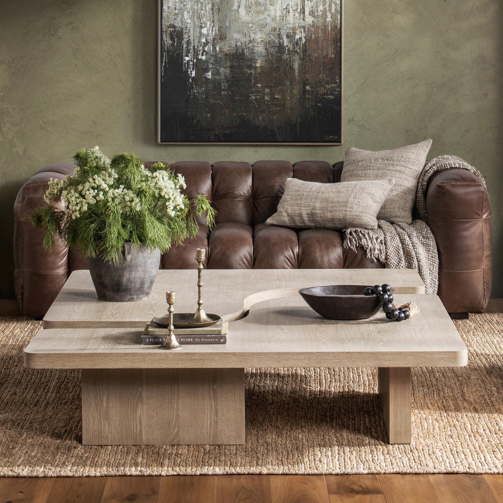 Melina 63" 2 Piece Coffee Table - Coastal Drift