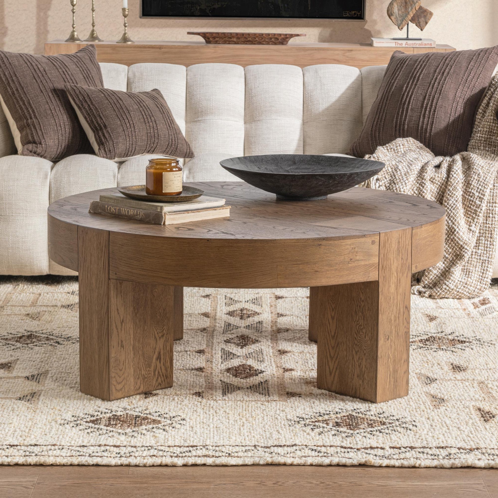 Bristol 44" Round Coffee Table - Cafe Brown
