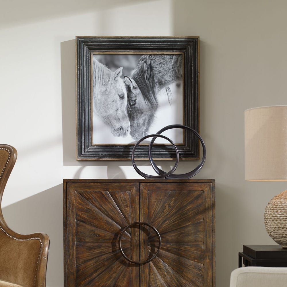 Uttermost Custom Black and White Horses Print