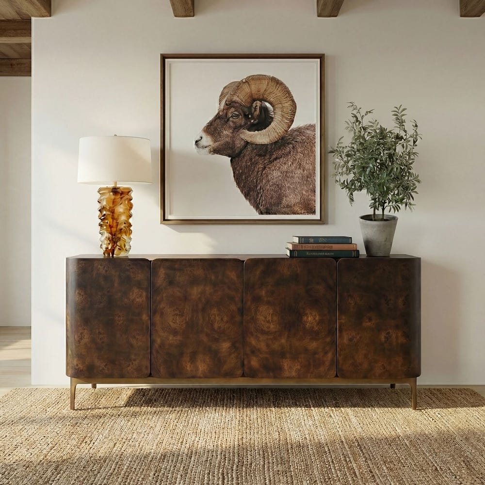Uttermost Melbourne Mappa Burl 4 Door Cabinet