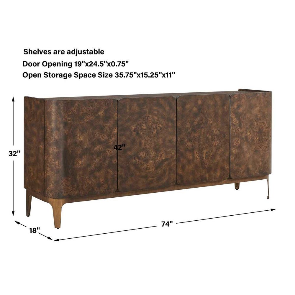 Uttermost Melbourne Mappa Burl 4 Door Cabinet