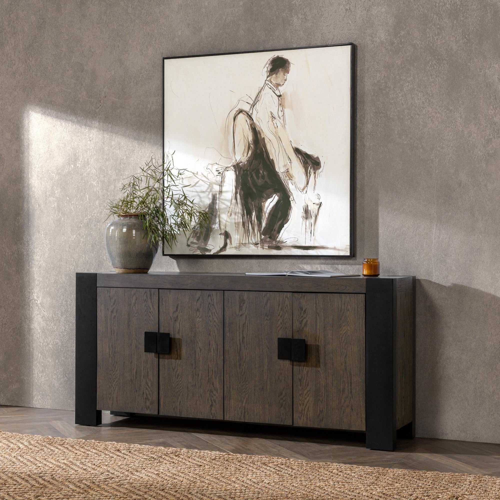 Deaven Solid Wood 4-Door Buffet