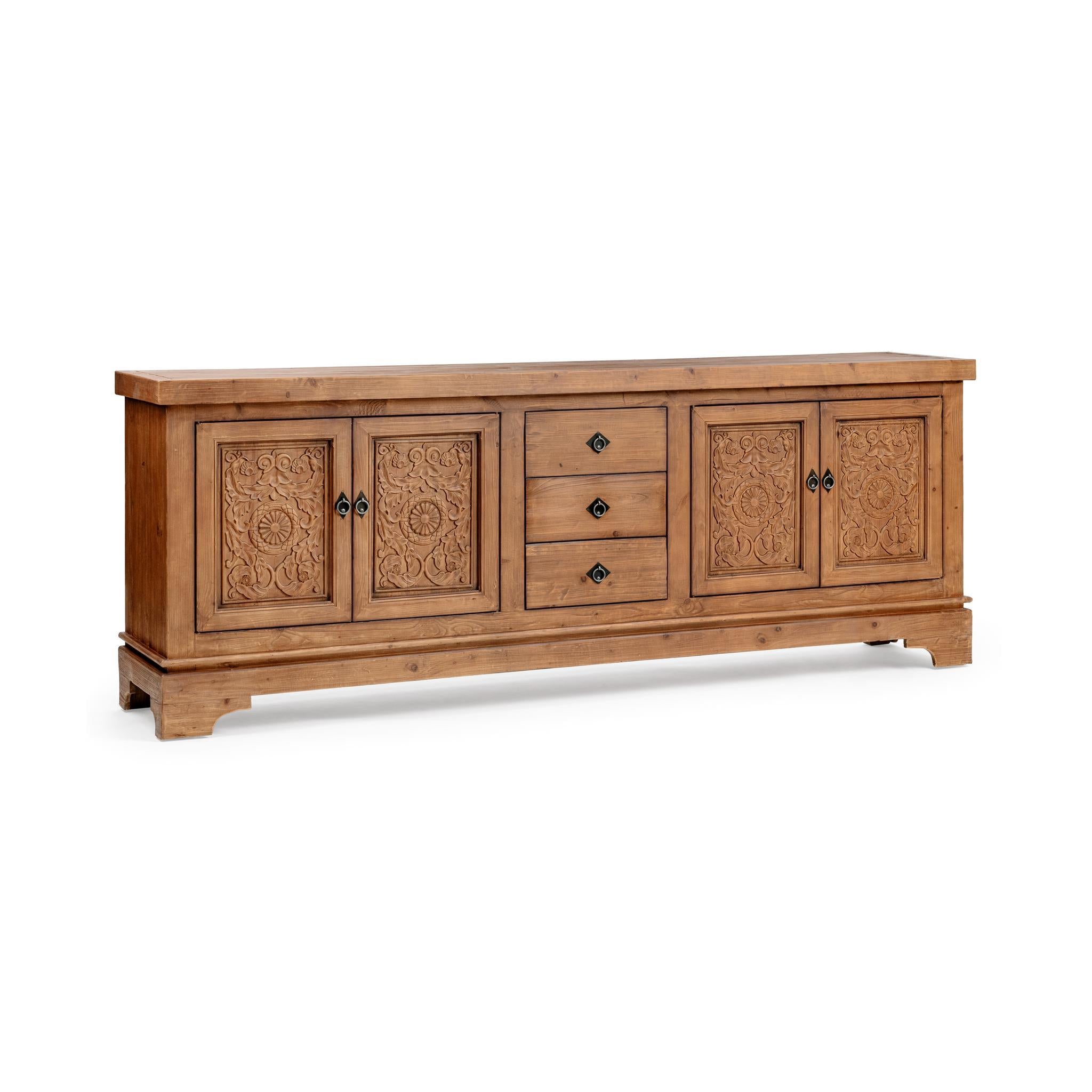 Amita 3 Drawer 4 Door Cabinet - Brown