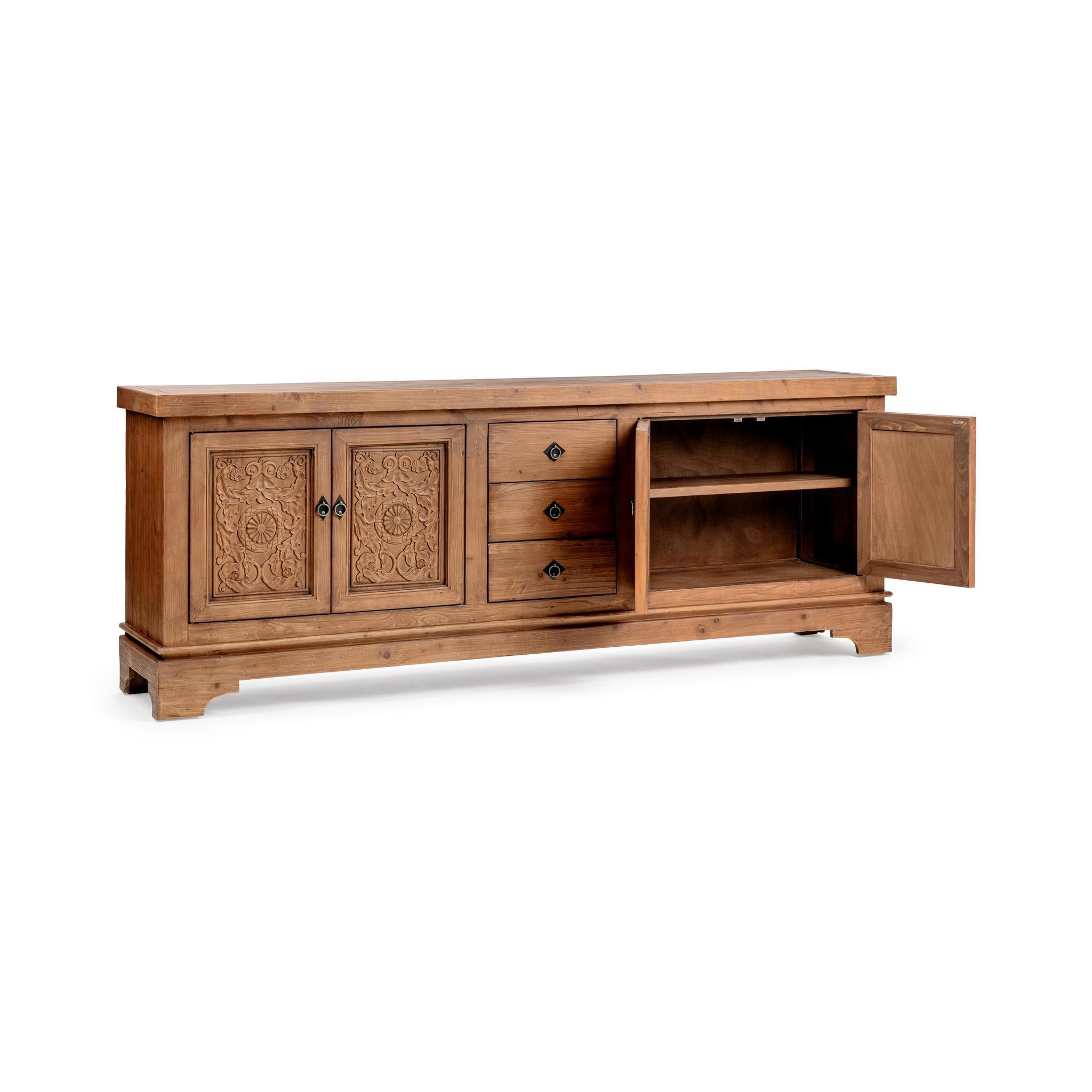 Amita 3 Drawer 4 Door Cabinet - Brown