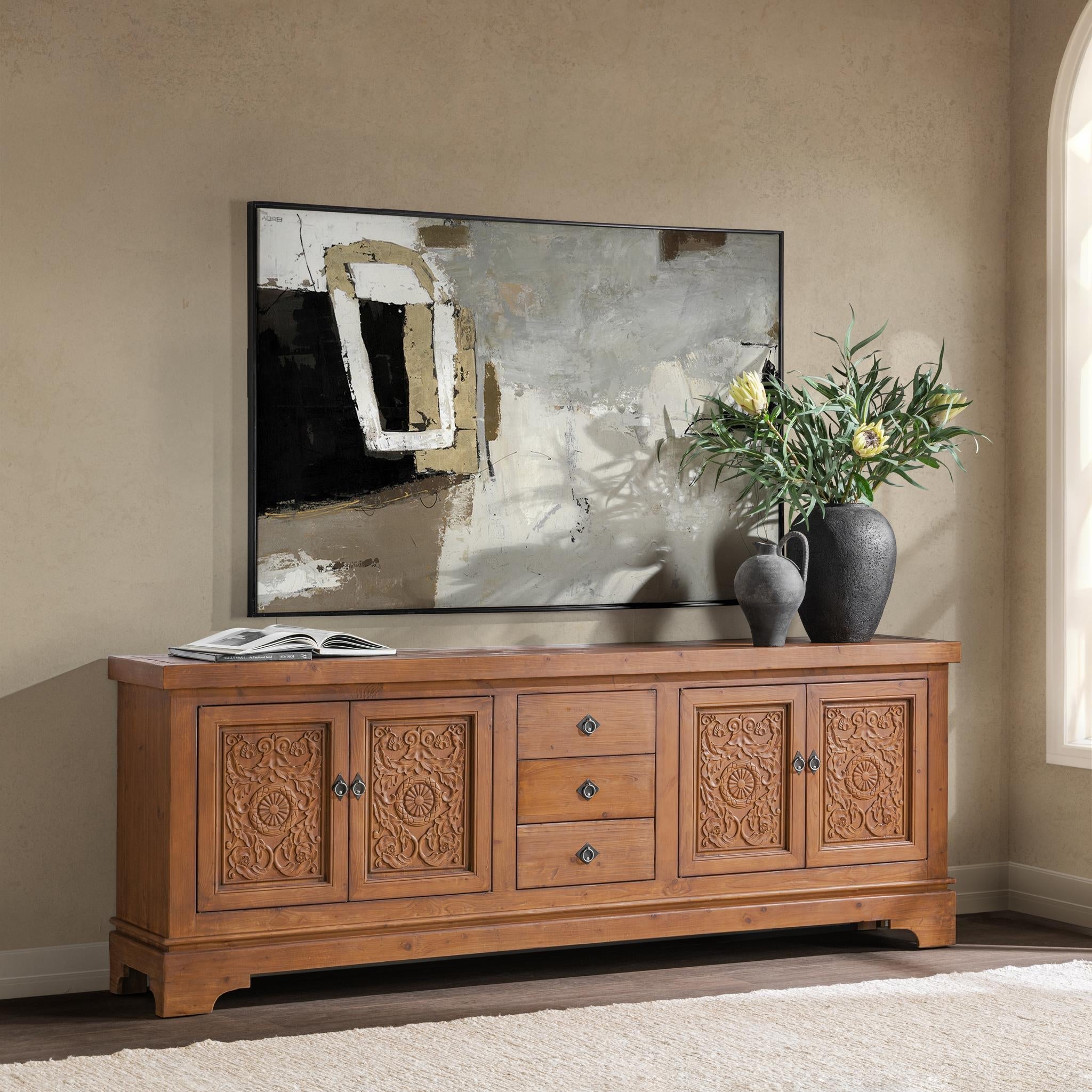 Amita 3 Drawer 4 Door Cabinet - Brown