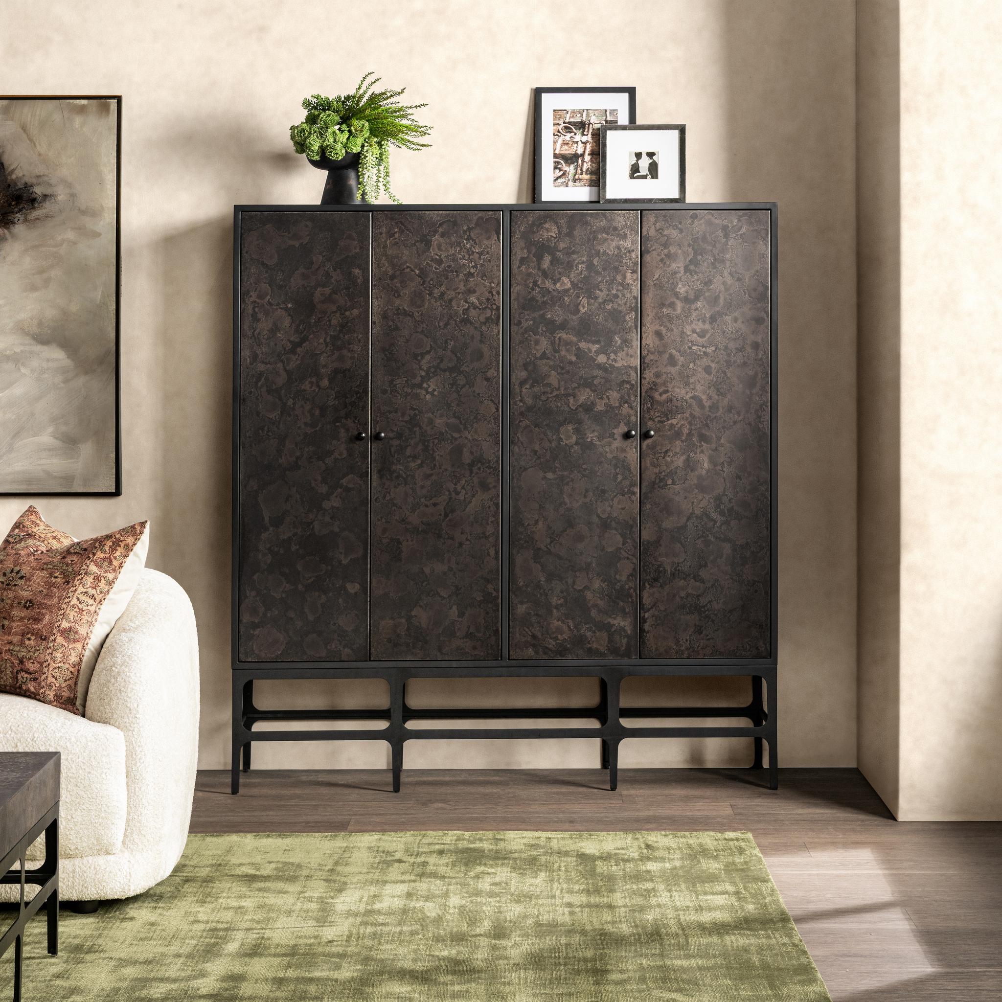 Amilio Tall Cabinet - Rust Noir