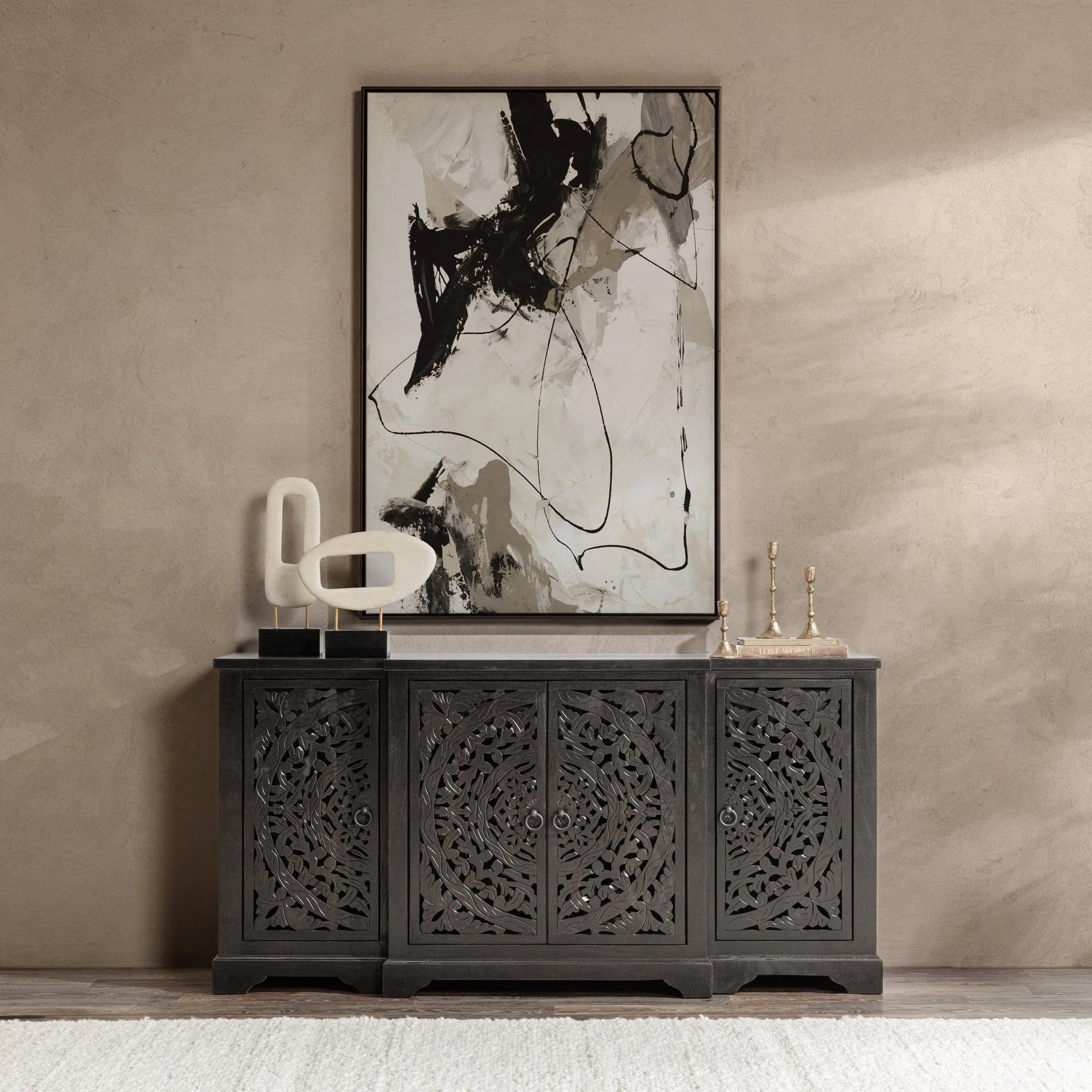 Harmony Mango Wood Breakfront 4Dr Cabinet