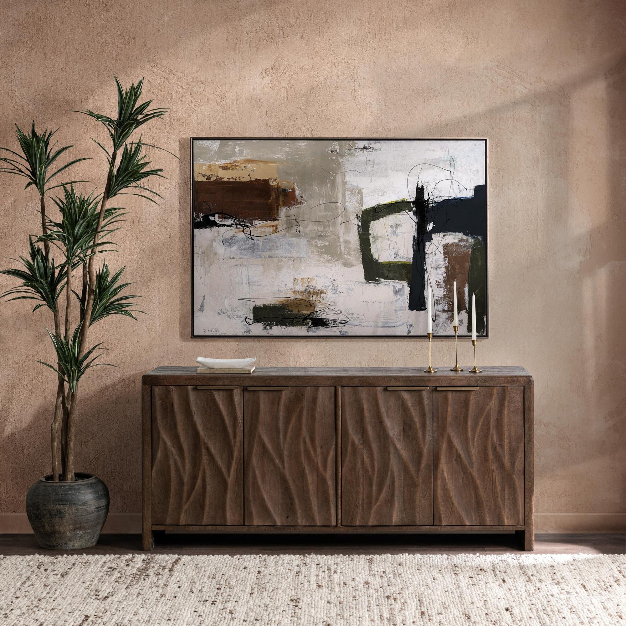 Braxton 4 Door Cabinet - Tundra Brown