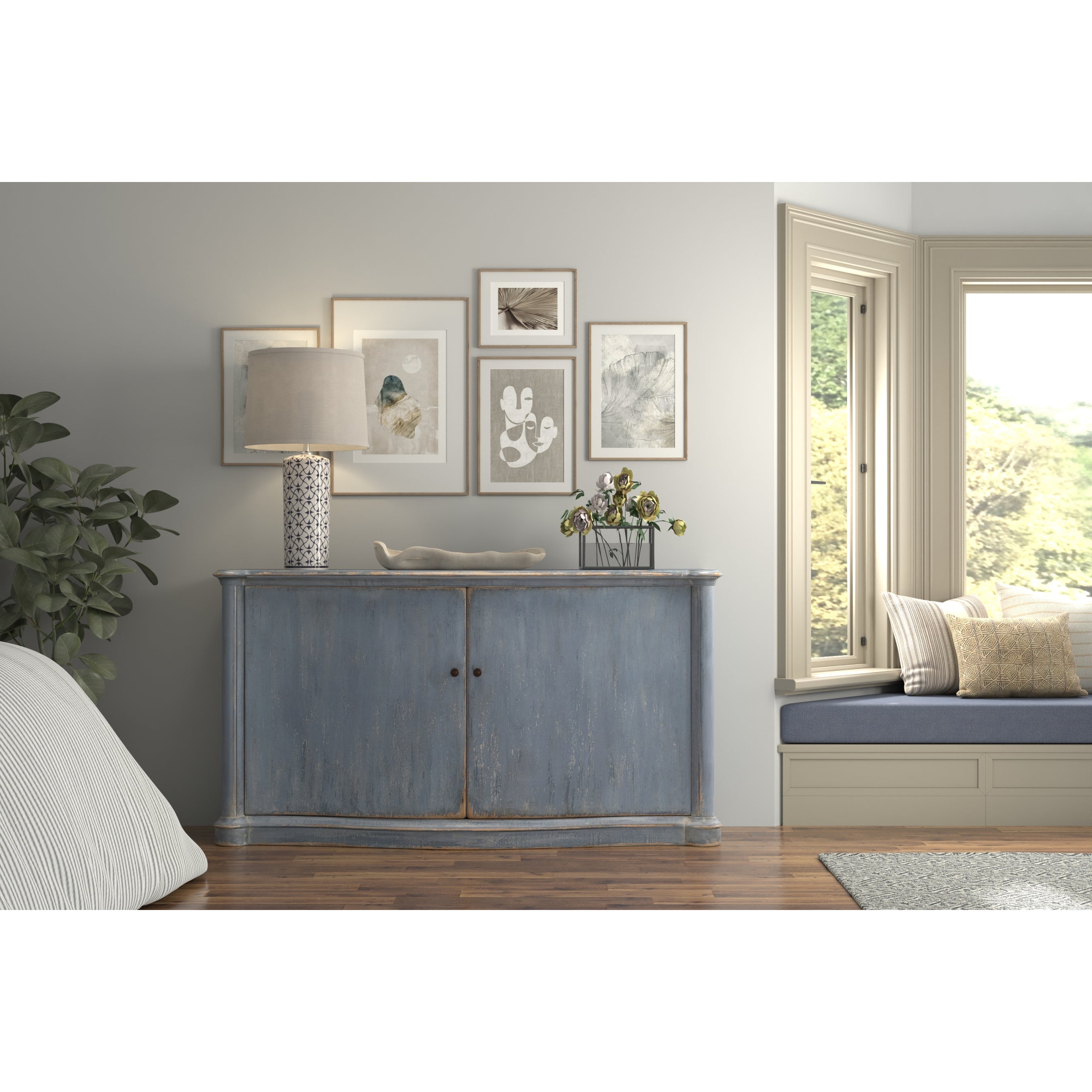 Columns Bowfront Sideboard - Blue