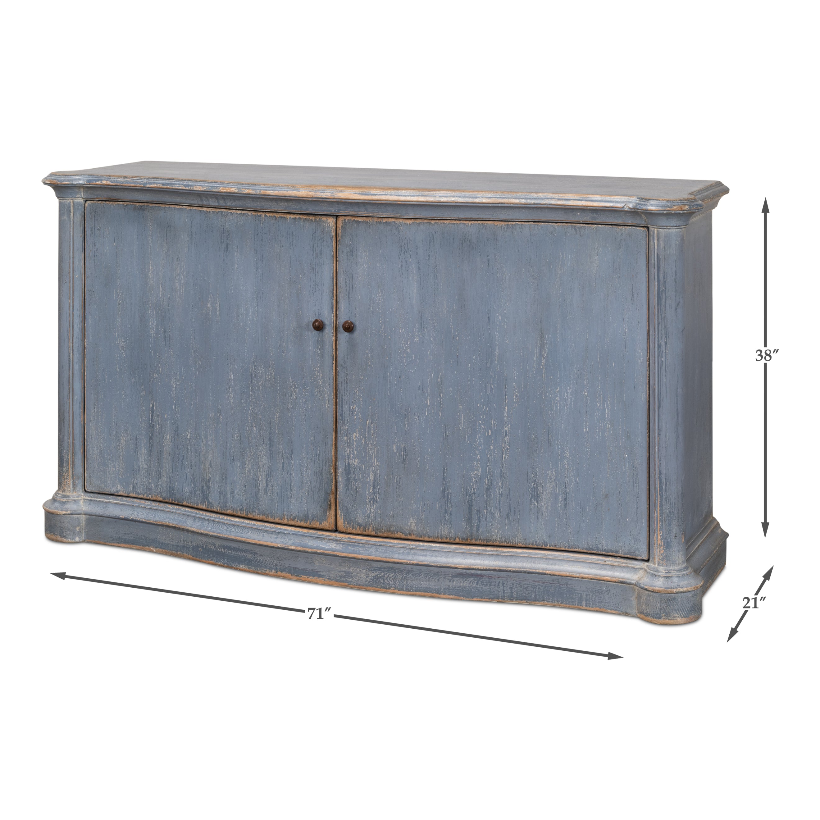 Columns Bowfront Sideboard - Blue