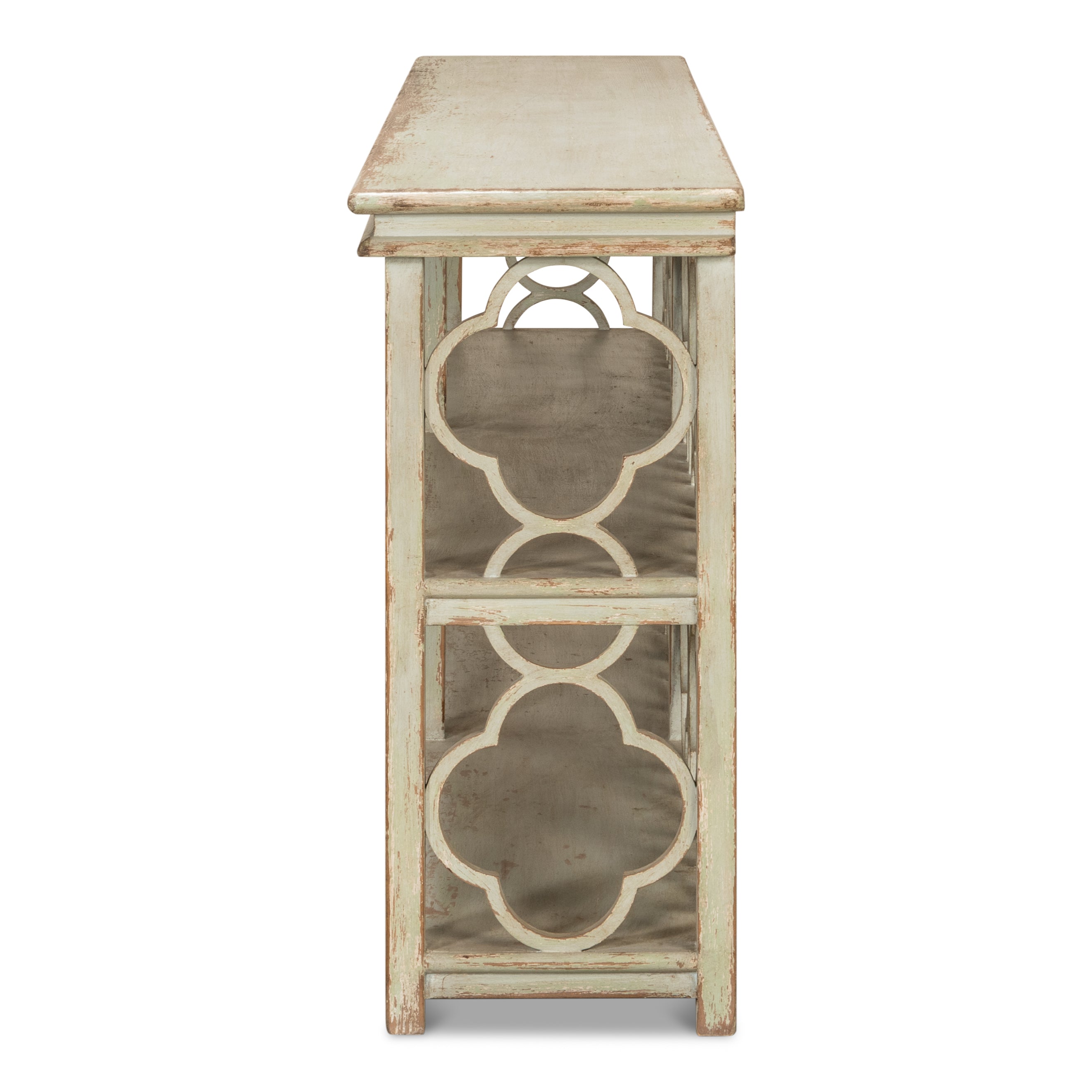 Quatrefoil Bookshelf Console Table
