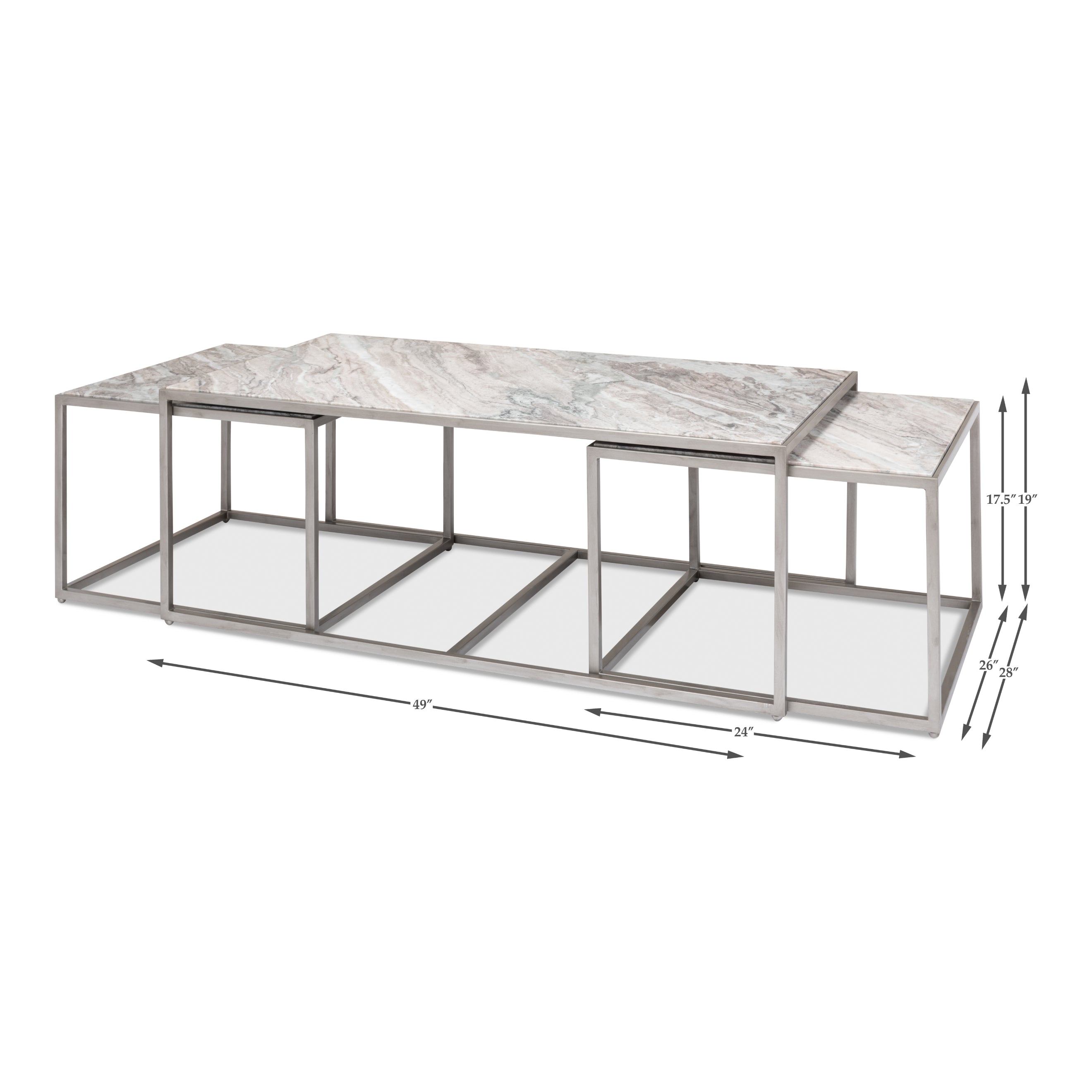 Nesting Low Tables Set of 3 - Marble Top