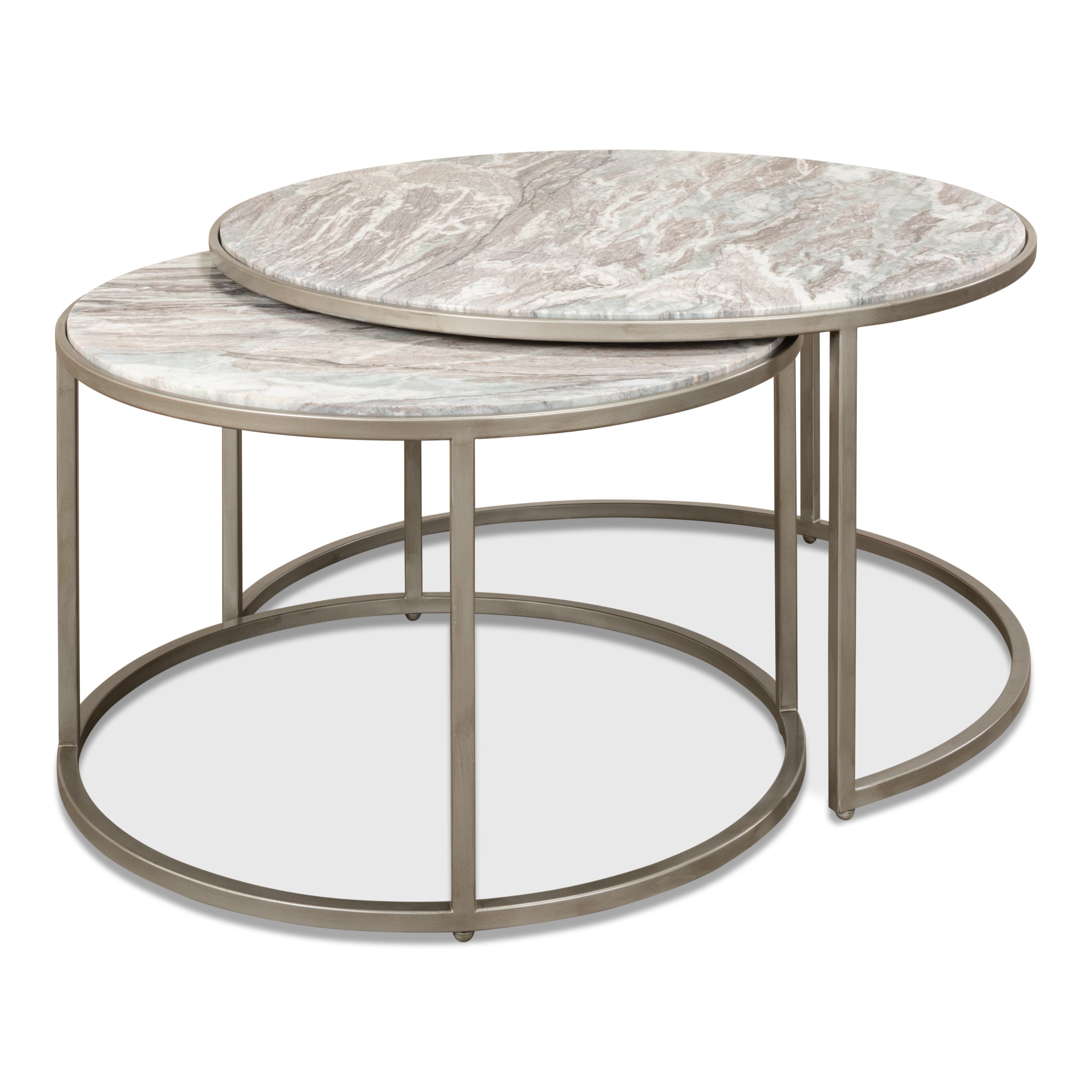 Round Nesting Tables Set of 2 - Marble Top