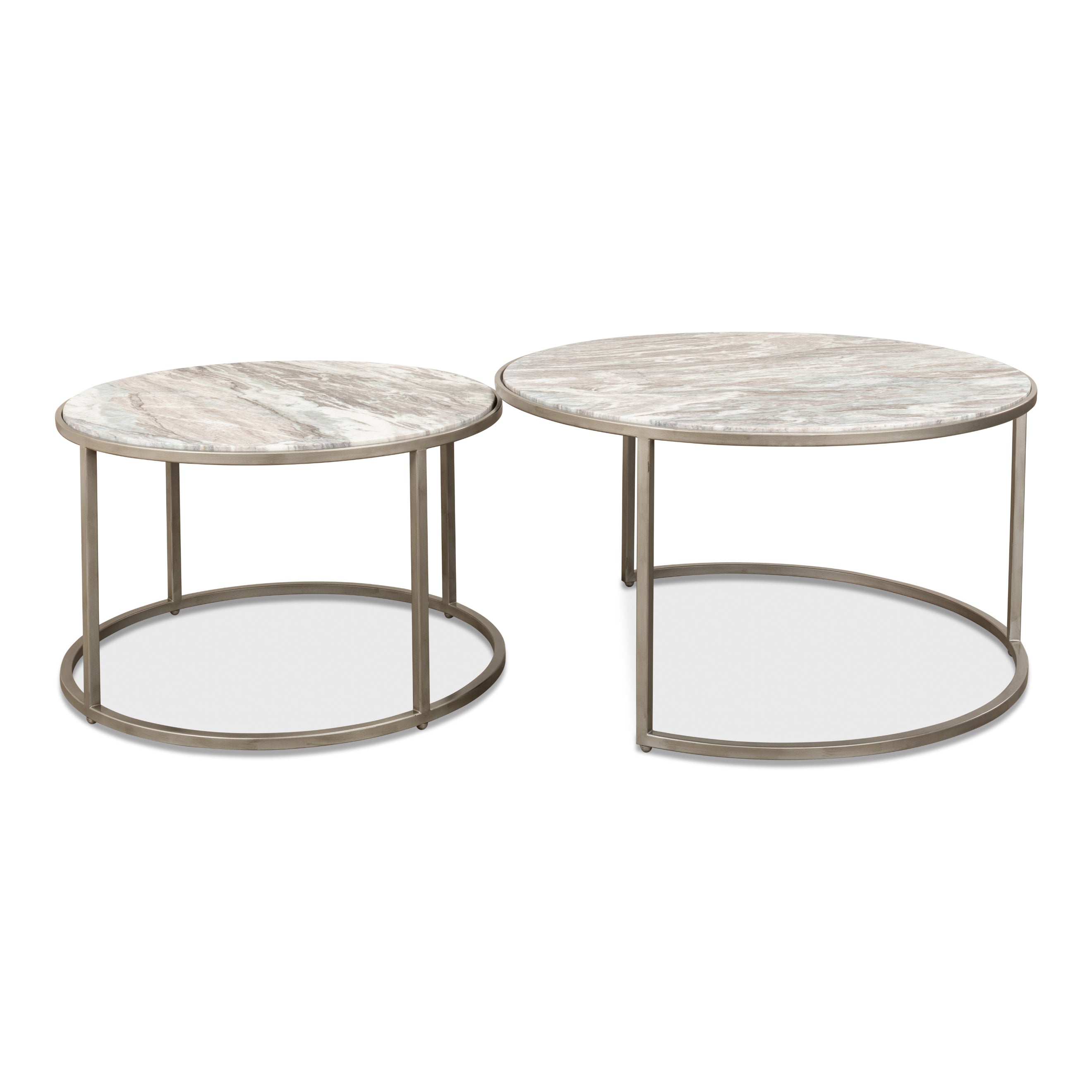 Round Nesting Tables Set of 2 - Marble Top