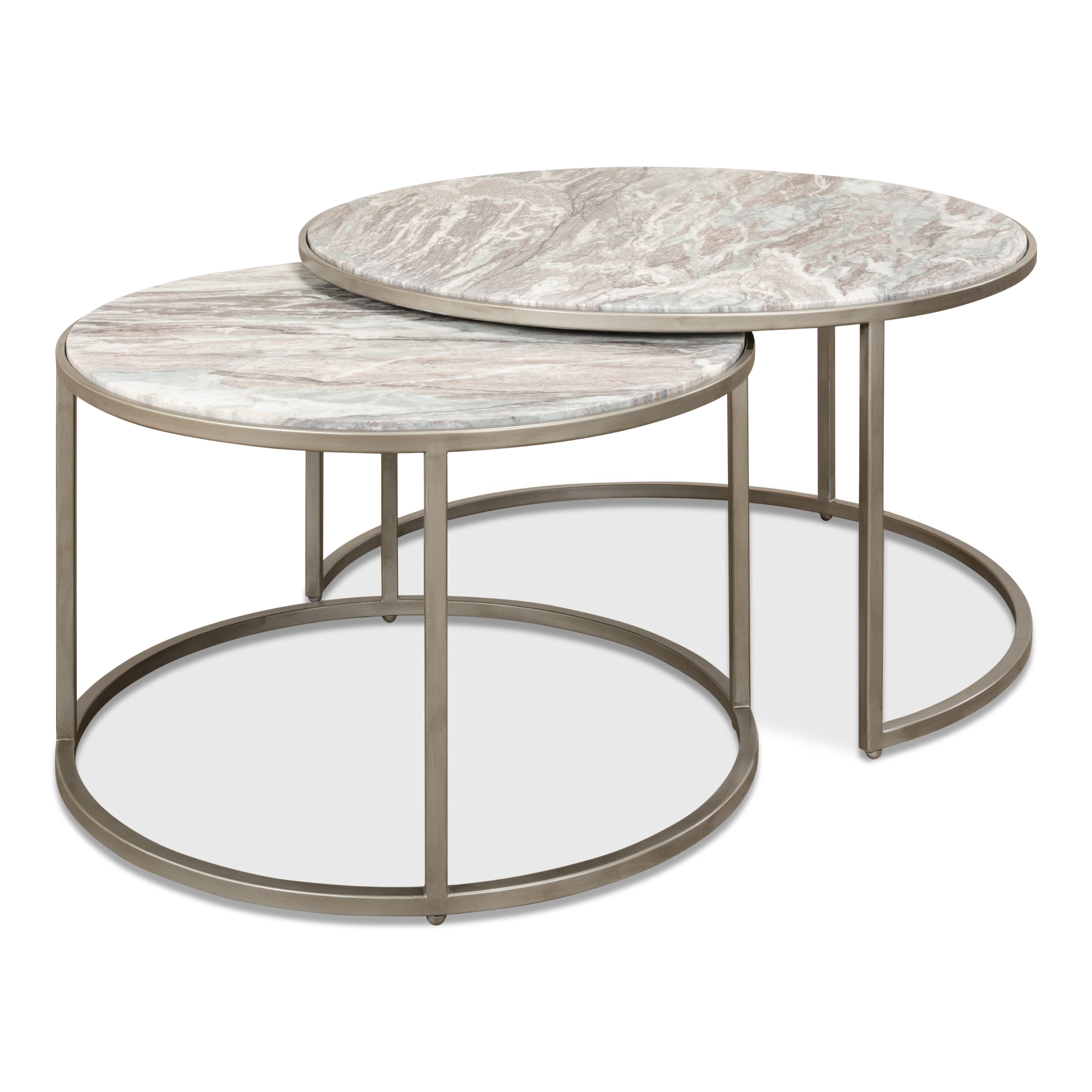 Round Nesting Tables Set of 2 - Marble Top
