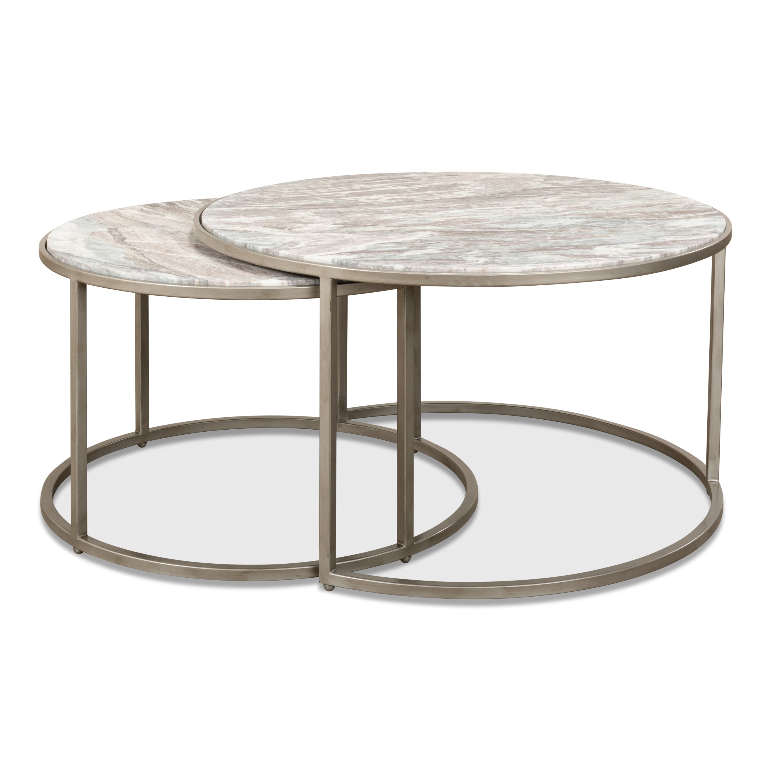 Round Nesting Tables Set of 2 - Marble Top
