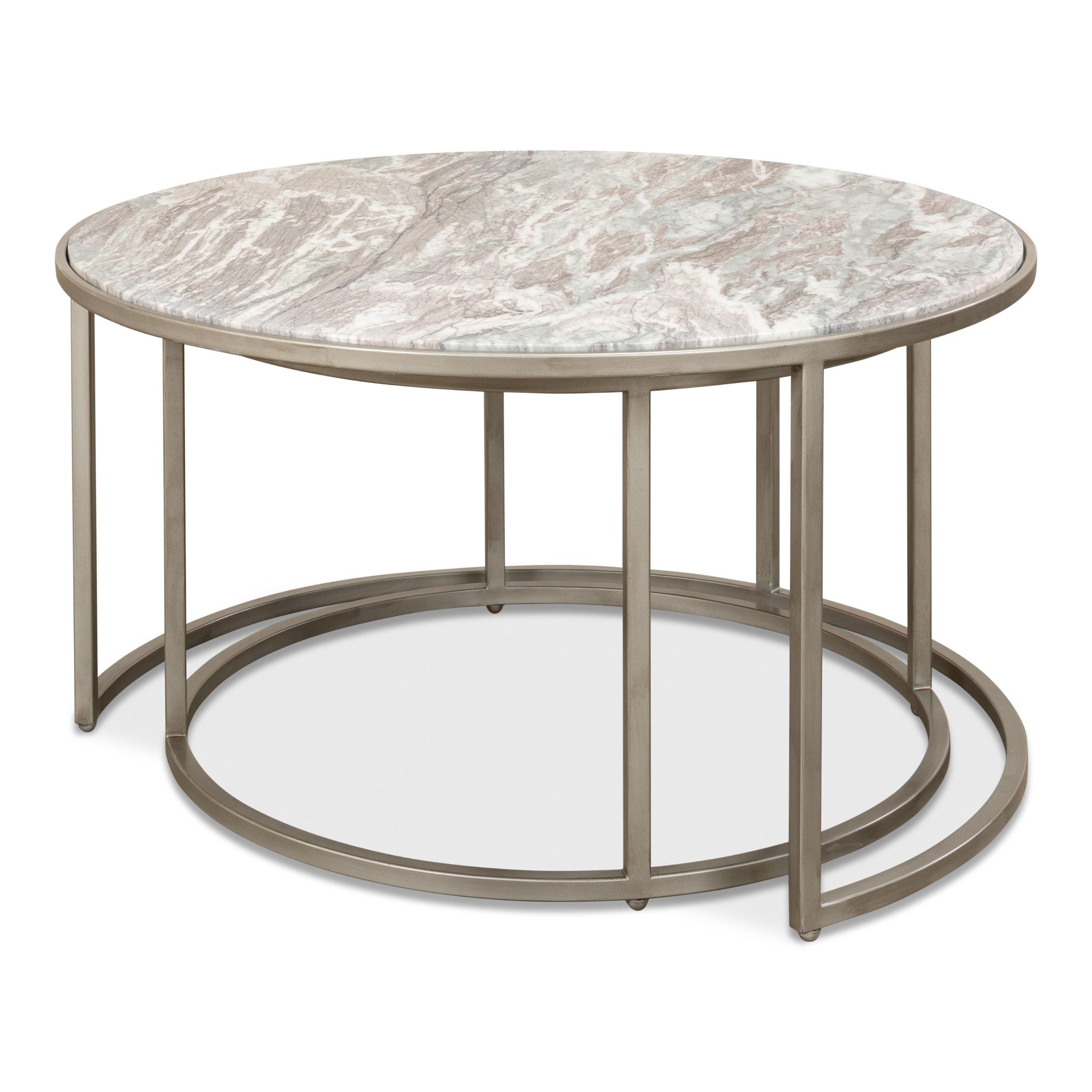 Round Nesting Tables Set of 2 - Marble Top