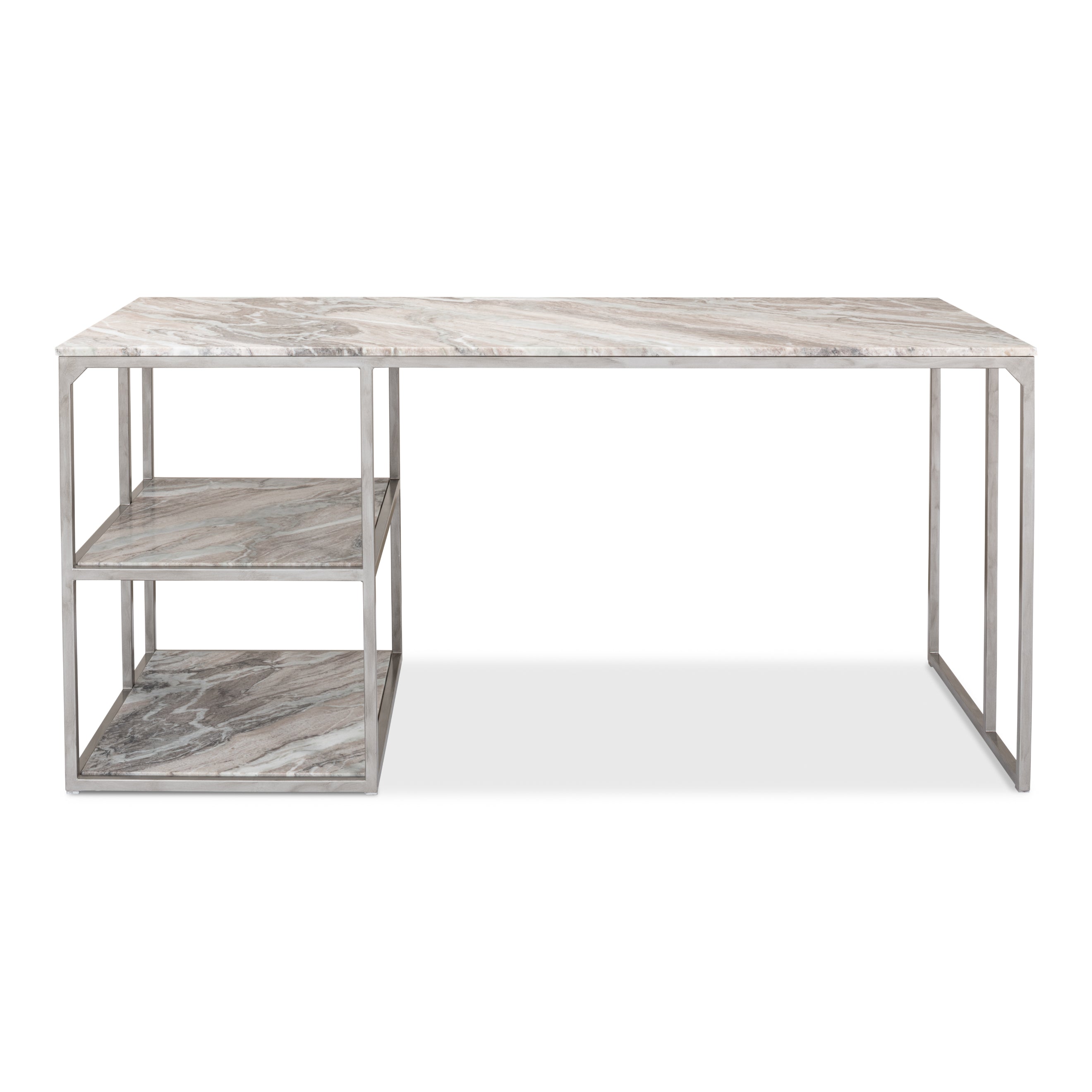 Open Marble Top Desk with Shelves