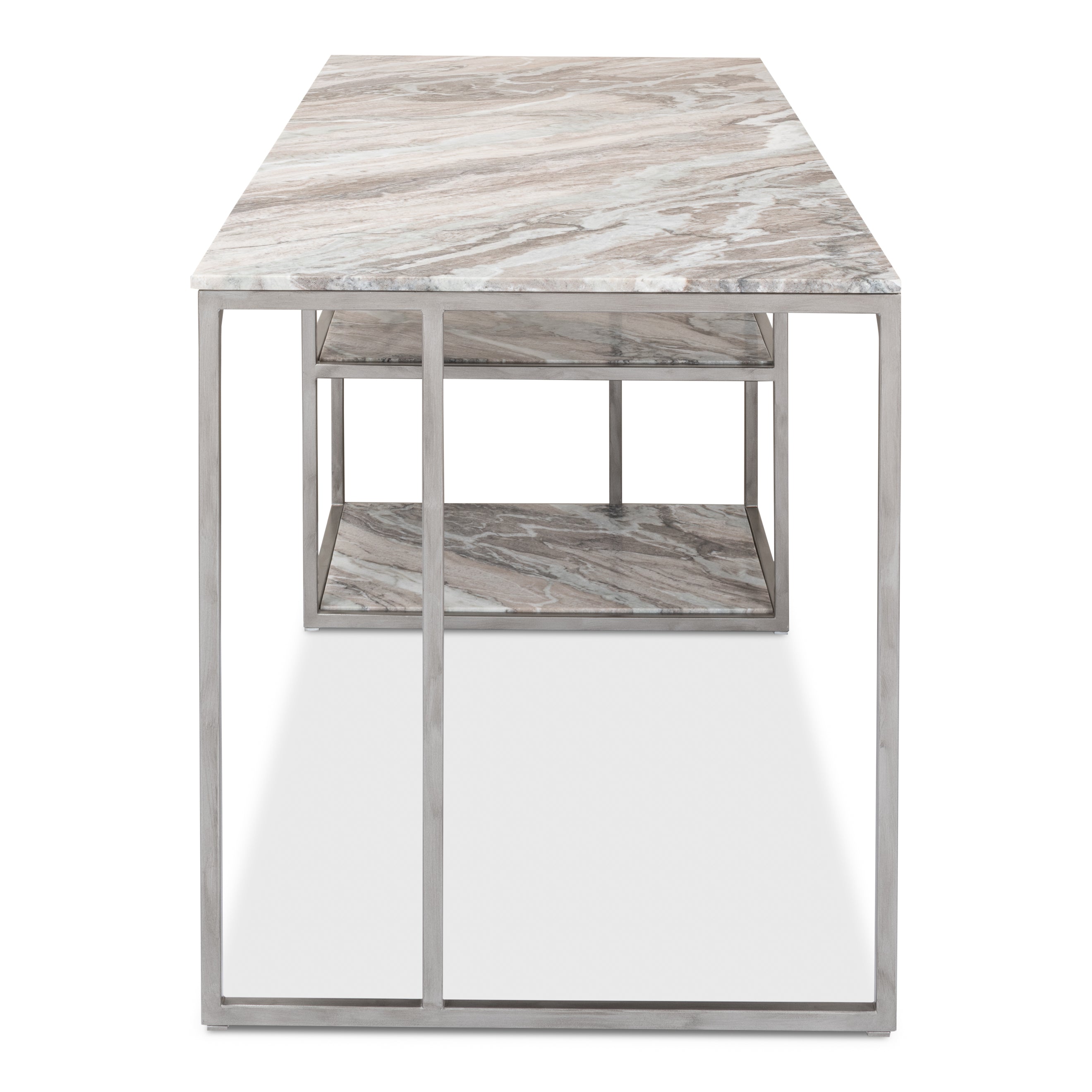Open Marble Top Desk with Shelves