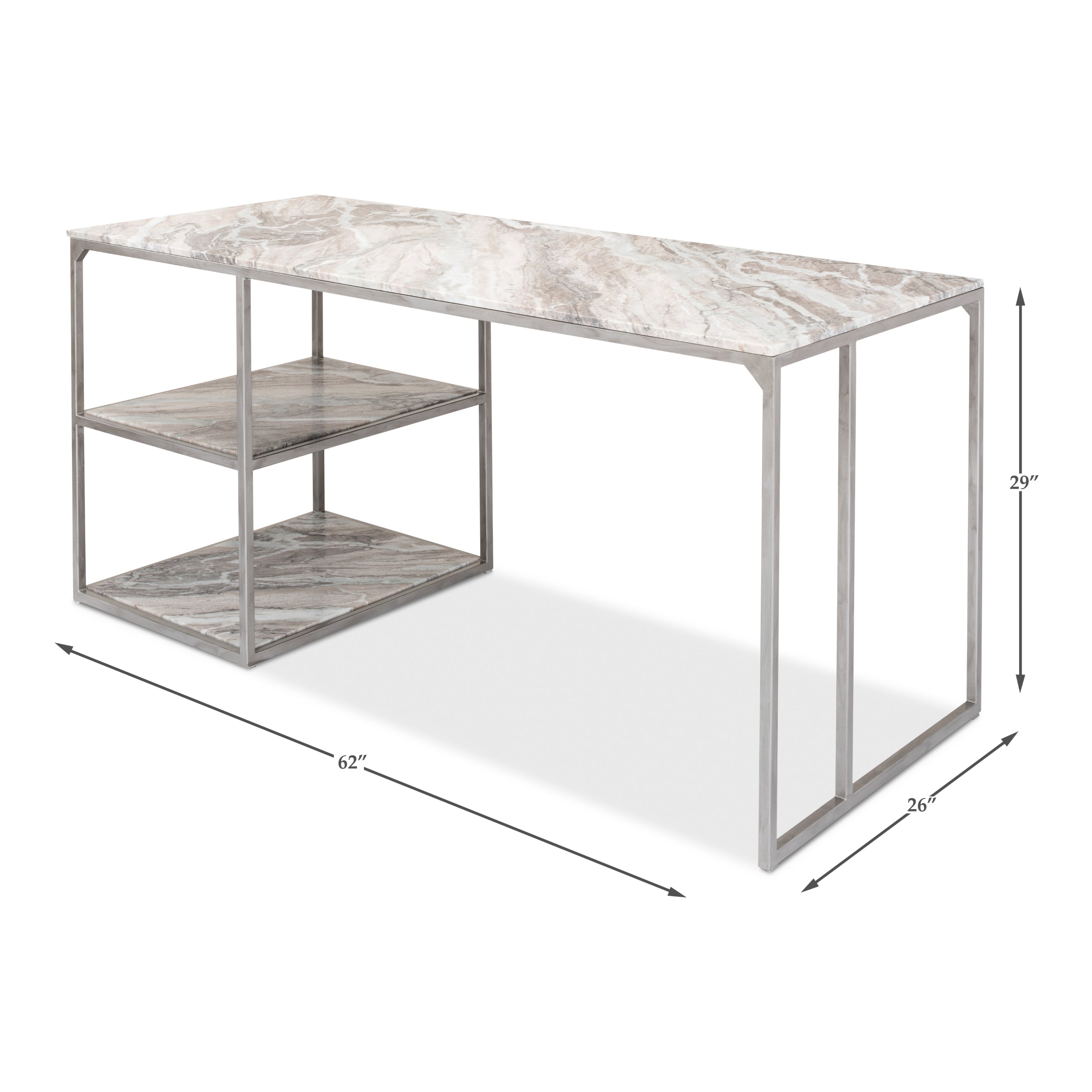 Open Marble Top Desk with Shelves