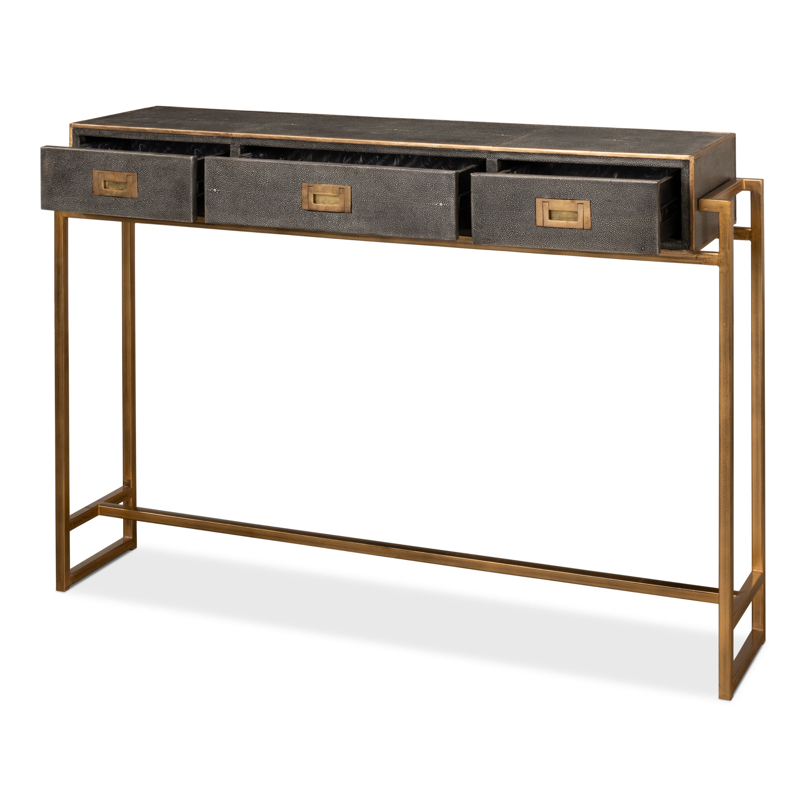 Shagreen Gold & Gray Console