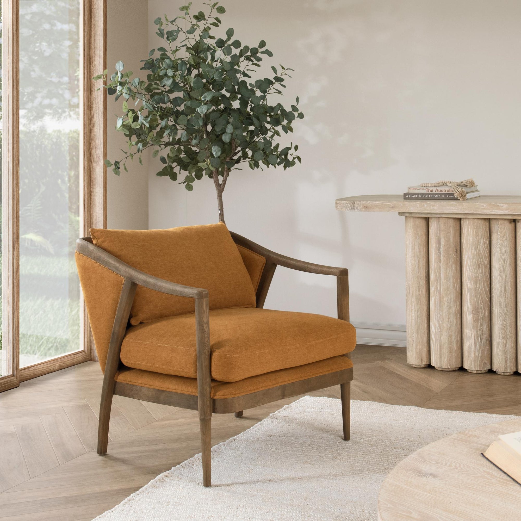 Scarlett Upholstered Accent Chair - Burnt Orange