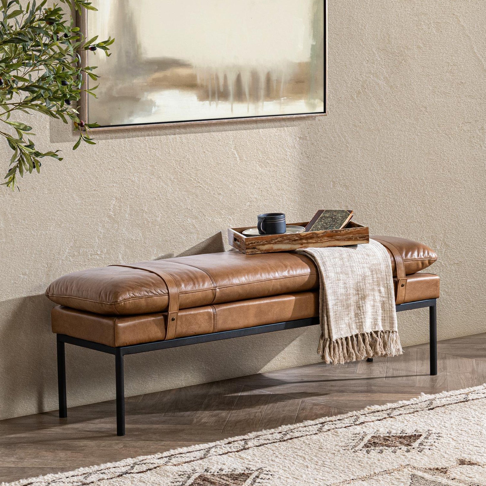 Celiah Accent Bench - Tan