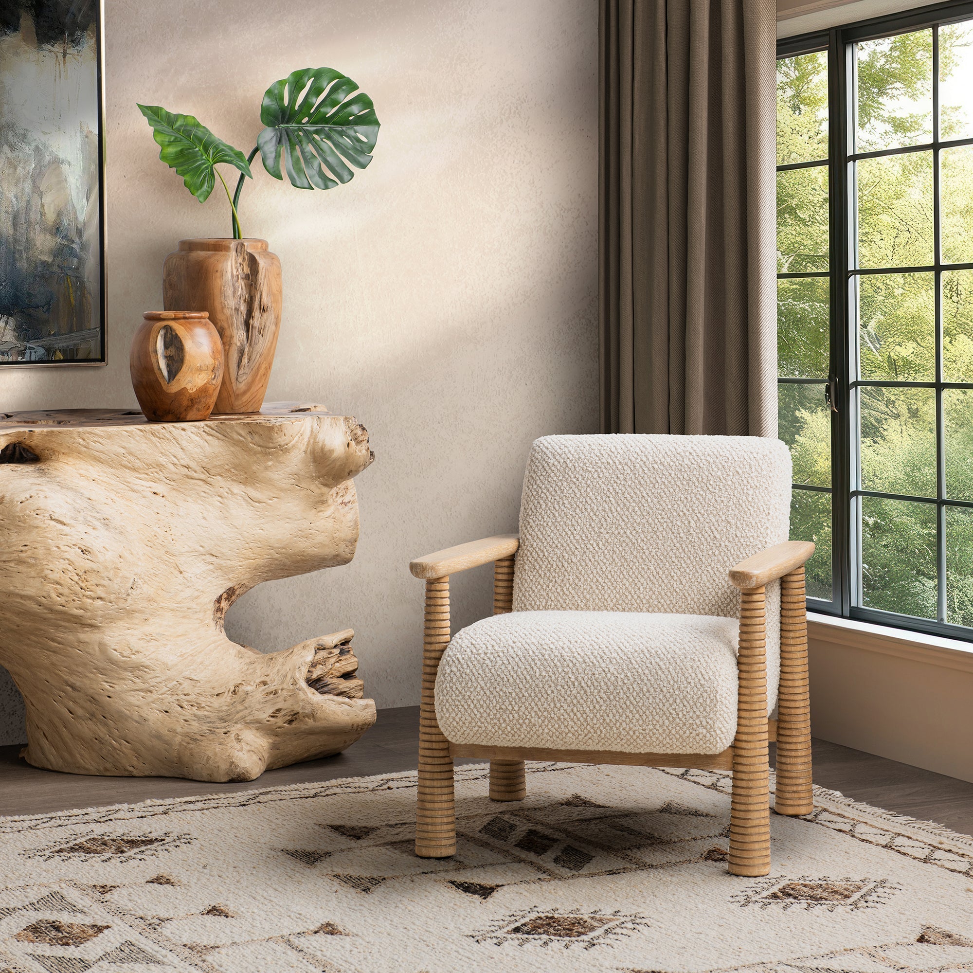 Caprice Accent Chair - Light Beige/Natural