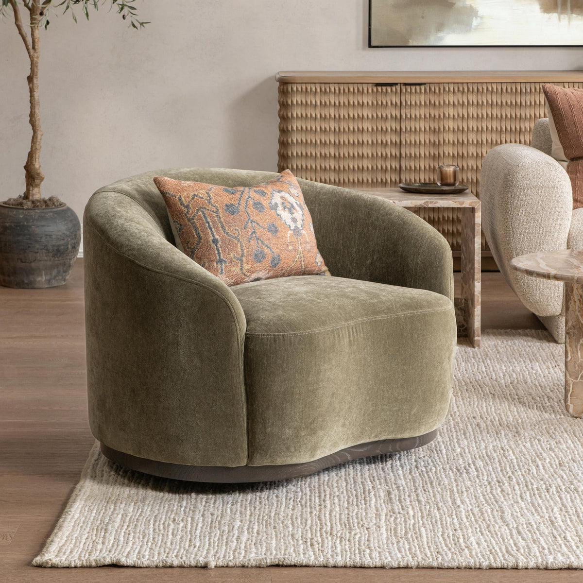 Beverly Olive Swivel Accent Chair
