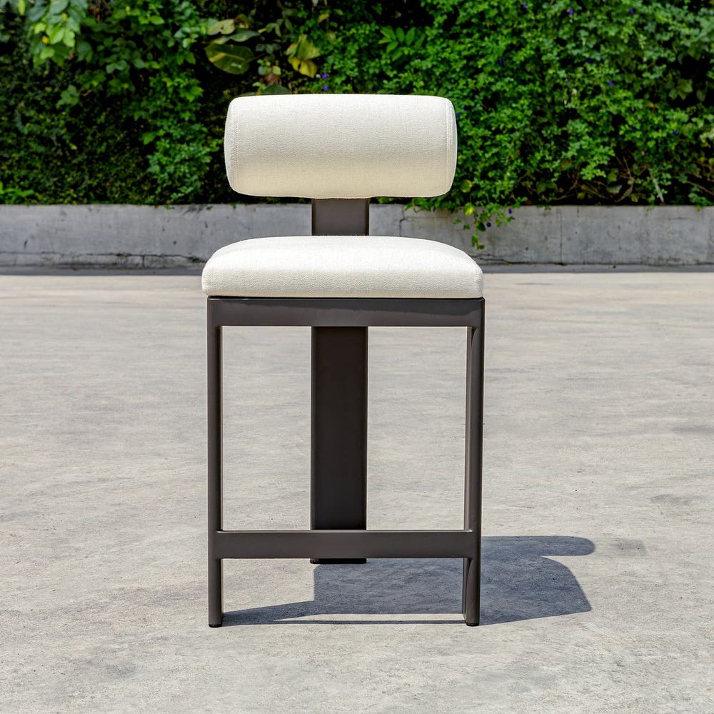 Uttermost Bolster Back White Outdoor Counter Stool