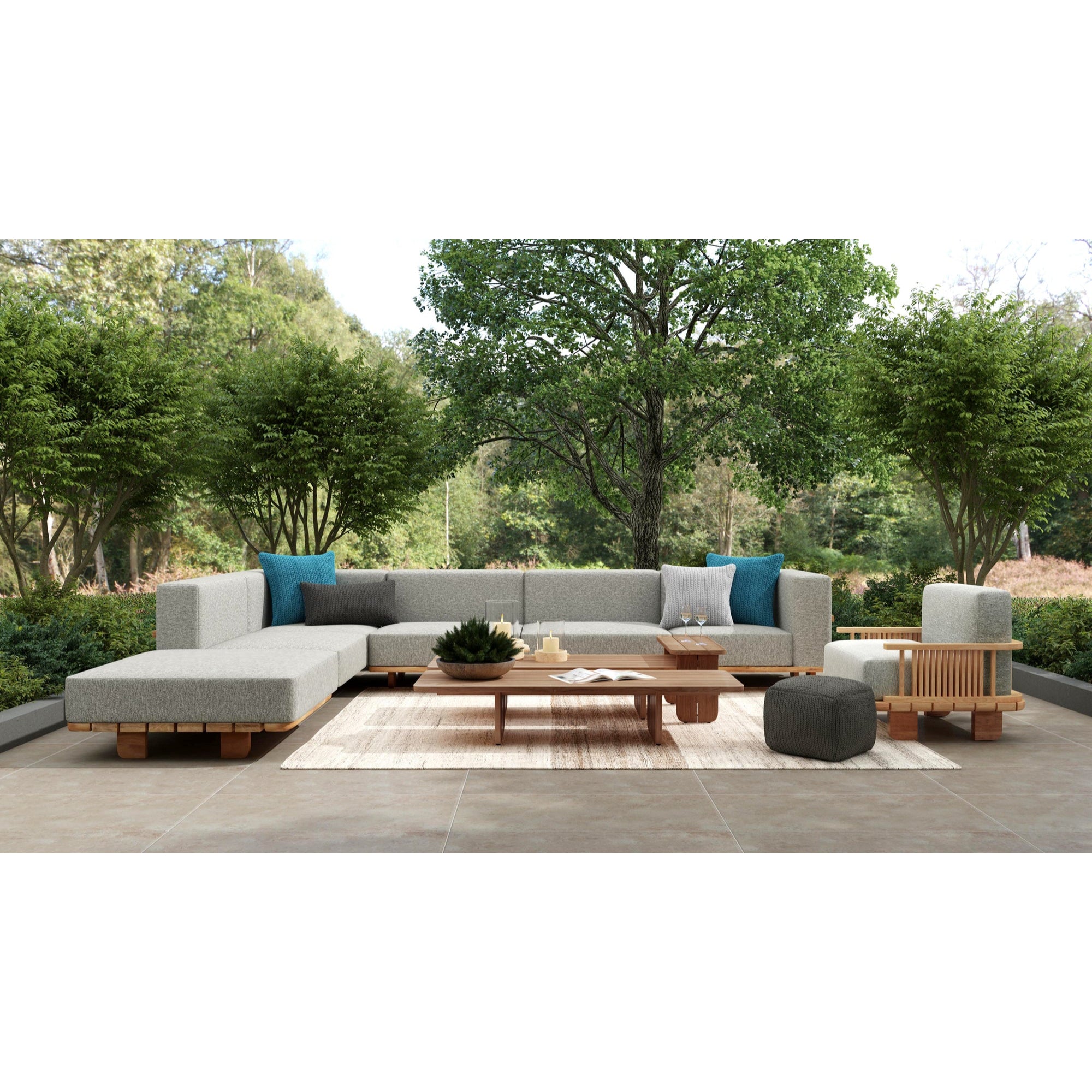 Hudson Outdoor Accent Chair - Natural with Gray