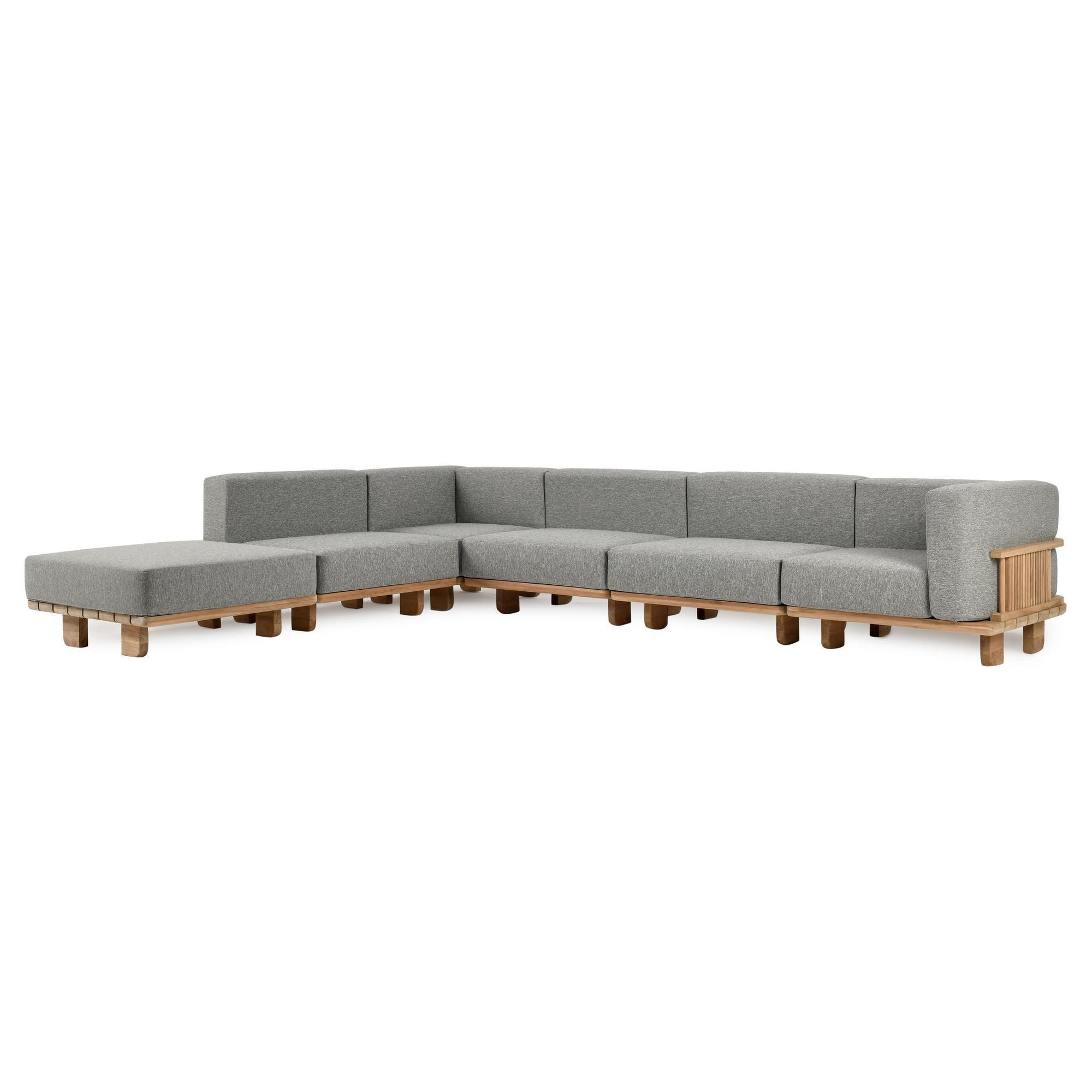 Hudson Outdoor 6 Piece Sectional - Natural with Gray