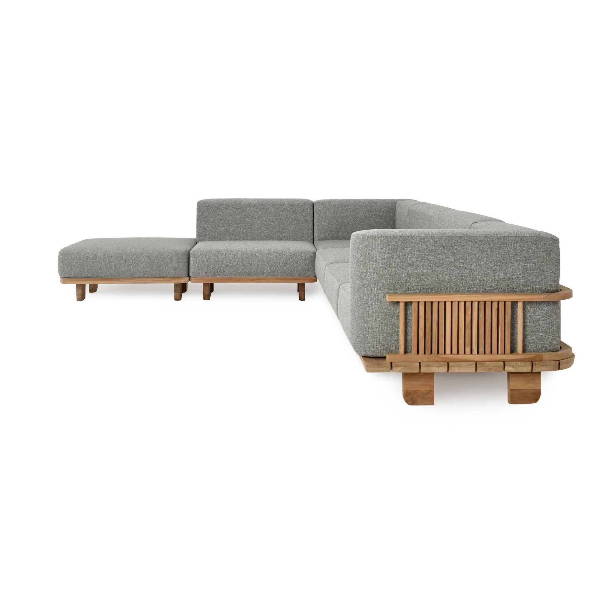 Hudson Outdoor 6 Piece Sectional - Natural with Gray