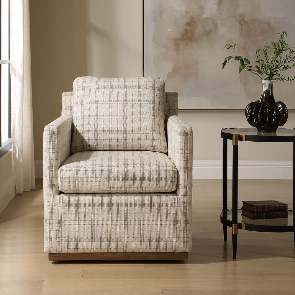 Uttermost Basie Casual Linen Swivel Chair