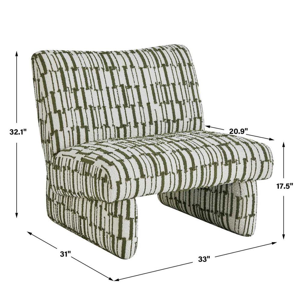Uttermost Willa Green White Accent Chair