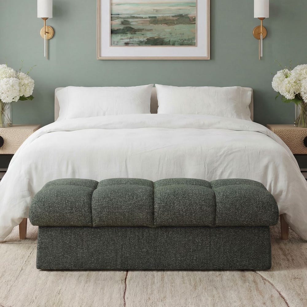 Uttermost Harlem Moss Green with Lake Blue Bench
