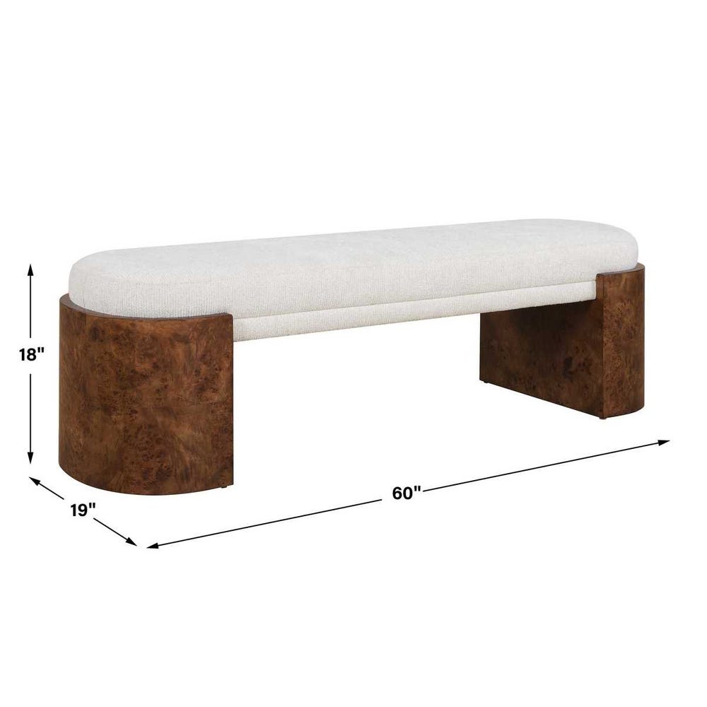 Uttermost Thorian Off-White Bench