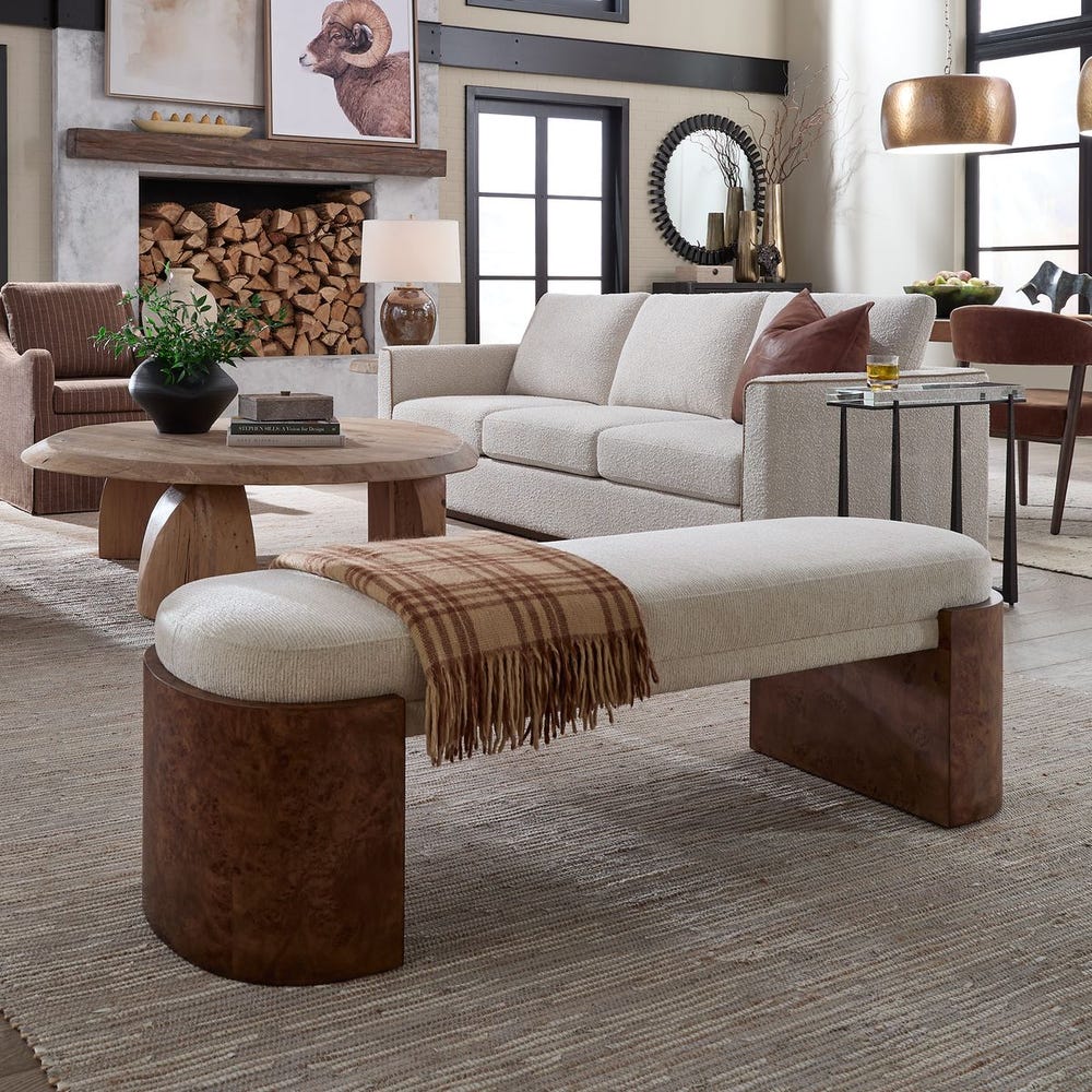 Uttermost Thorian Off-White Bench