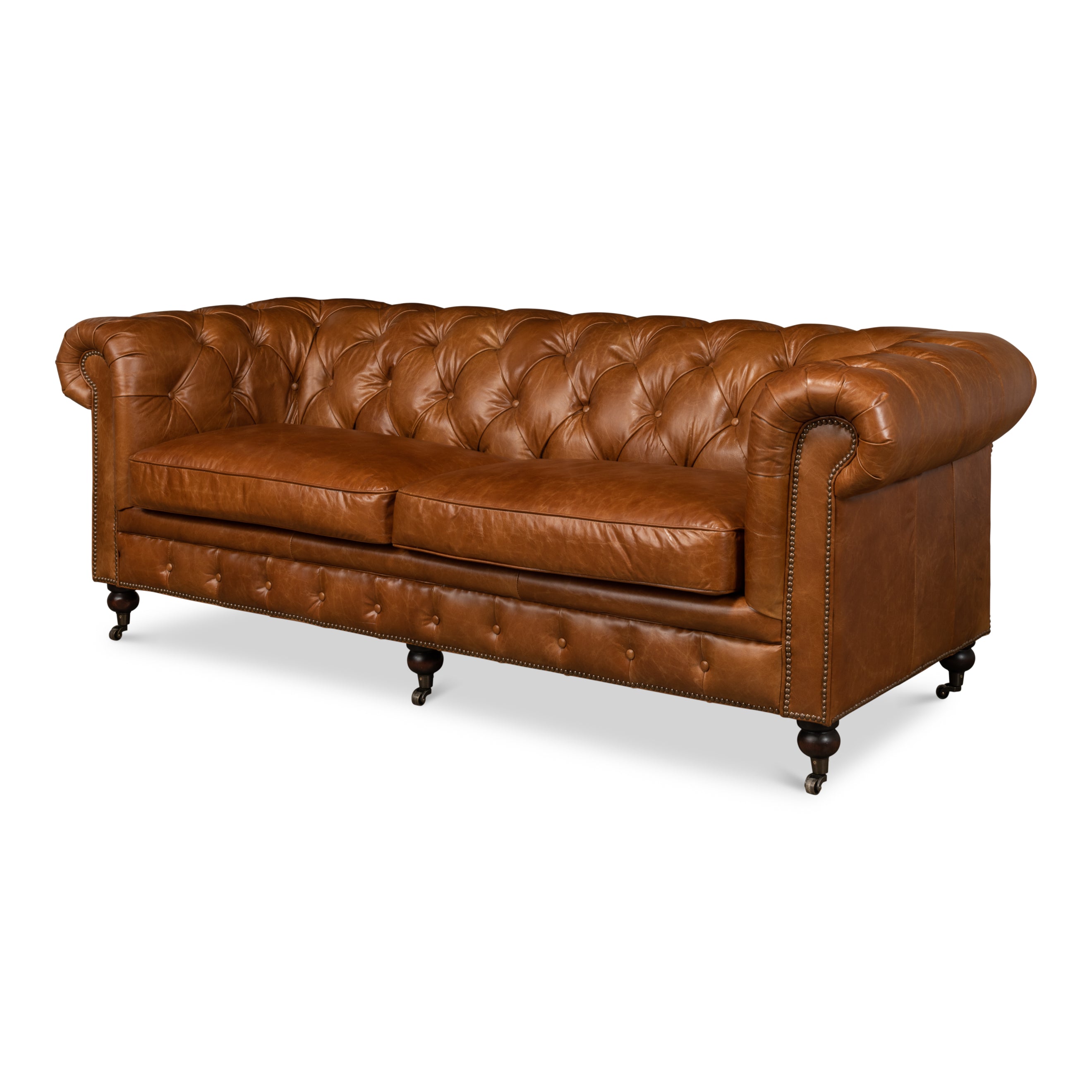 Tufted English Club Sofa - Cuba Brown