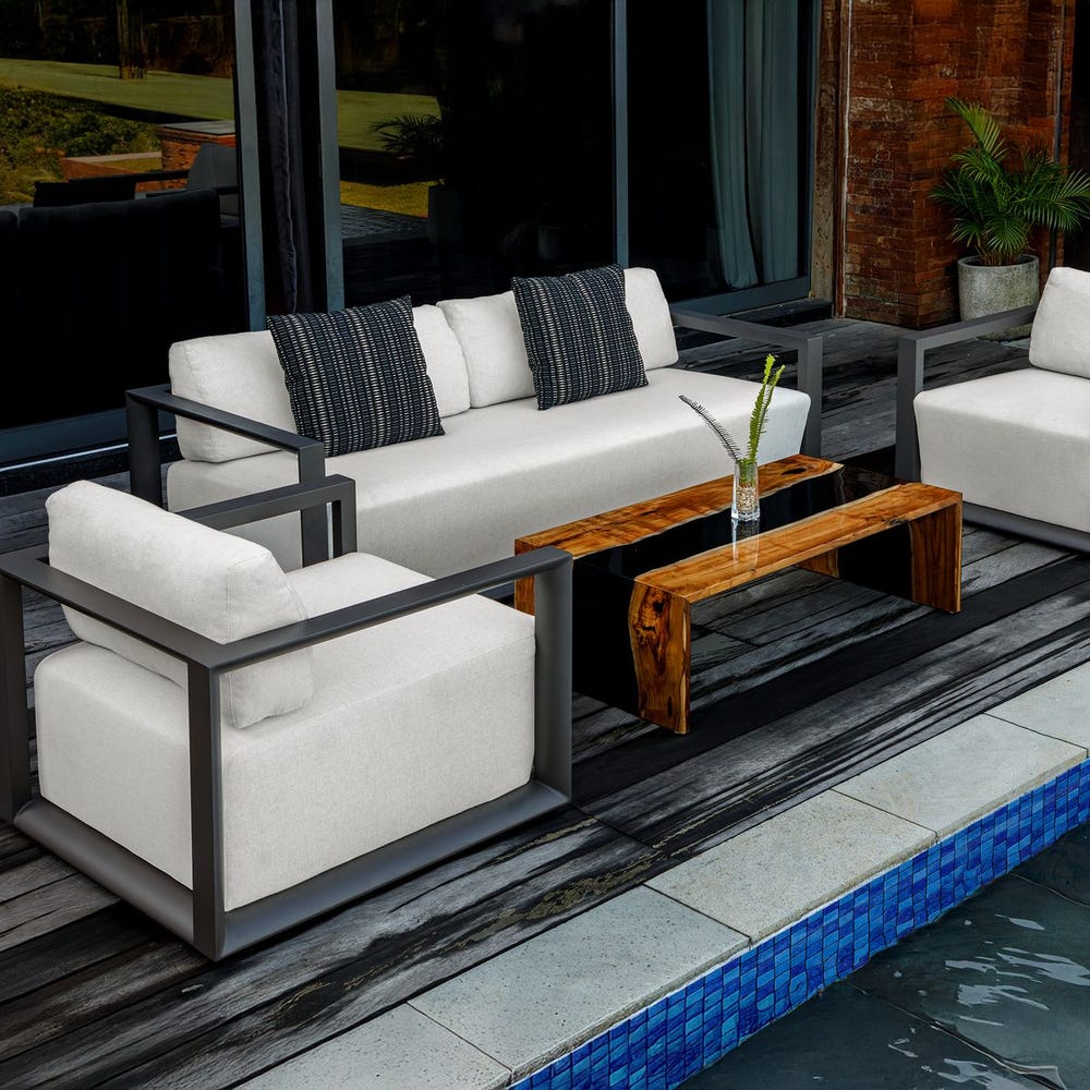 Uttermost Remsen Outdoor Black/Oyster Sofa