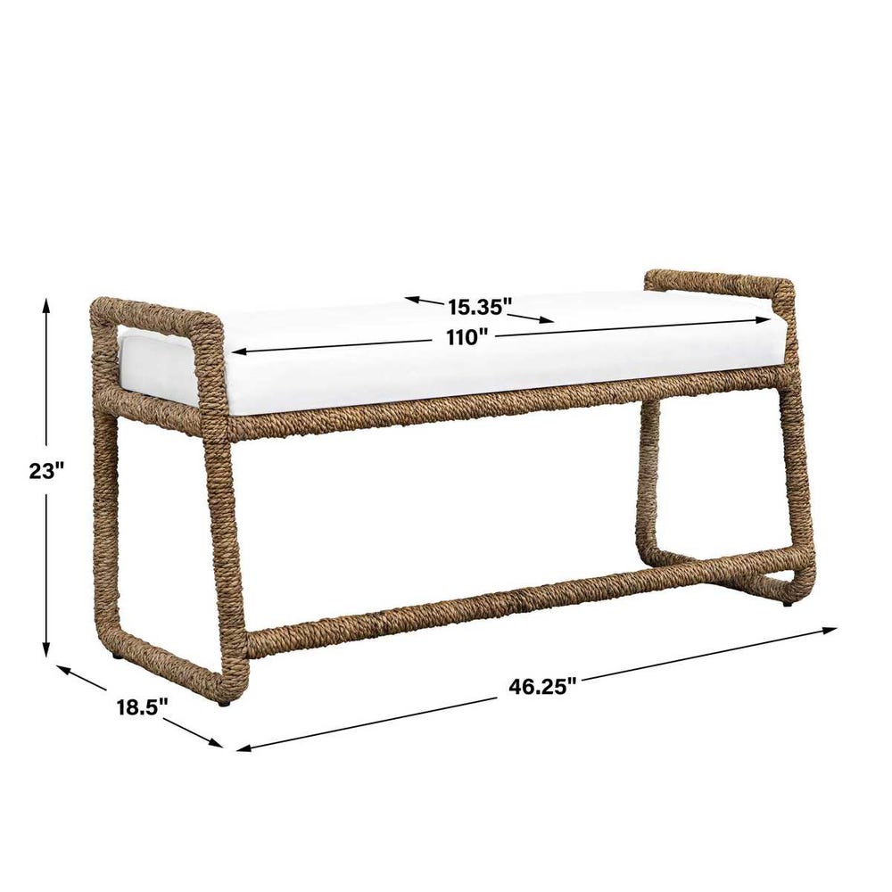 Uttermost Araiza White Fabric Bench